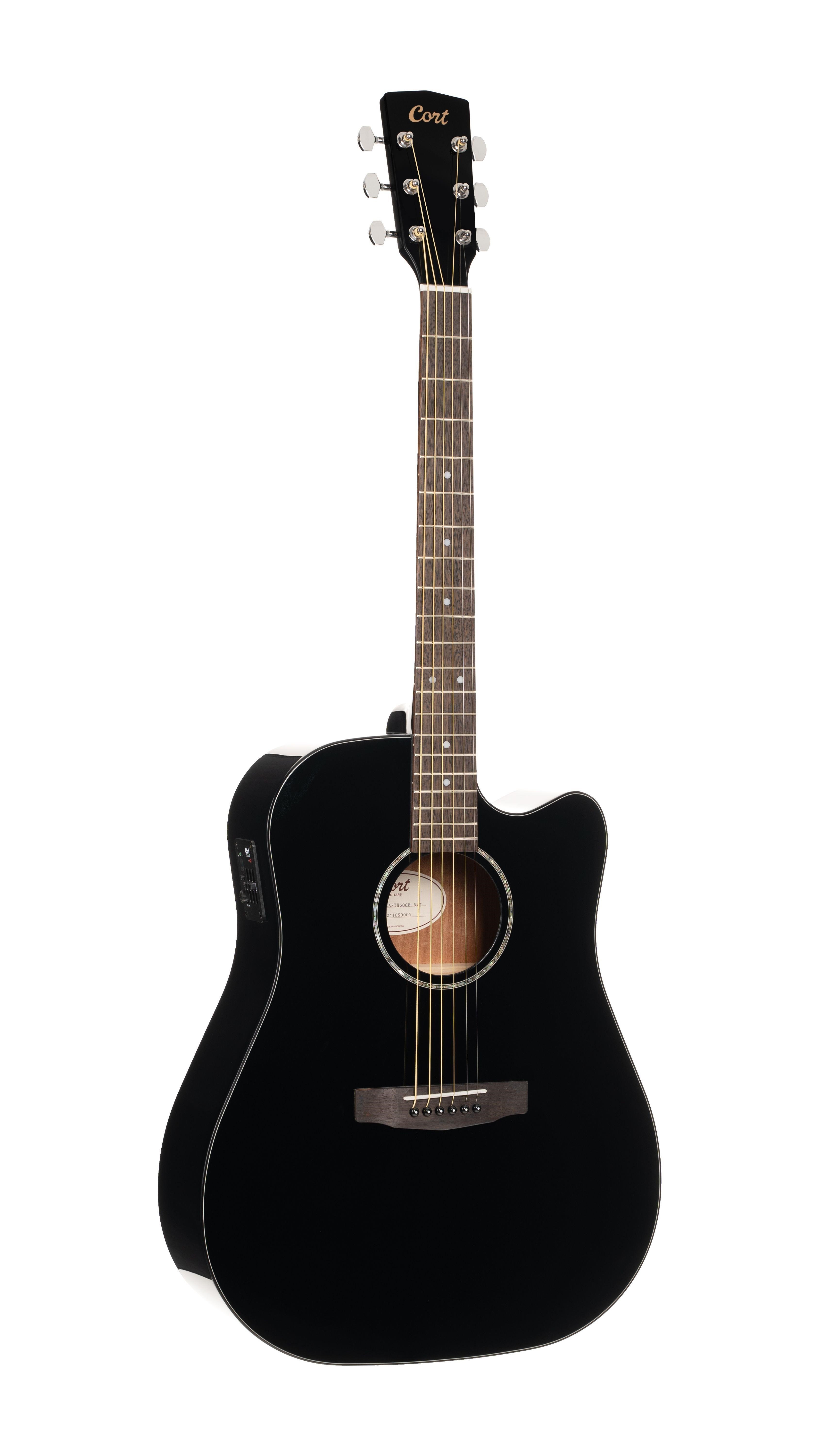CORT EARTH60CEBK ELEKTRO AKUSTİK GİTAR, SİYAH, CUTAWAY