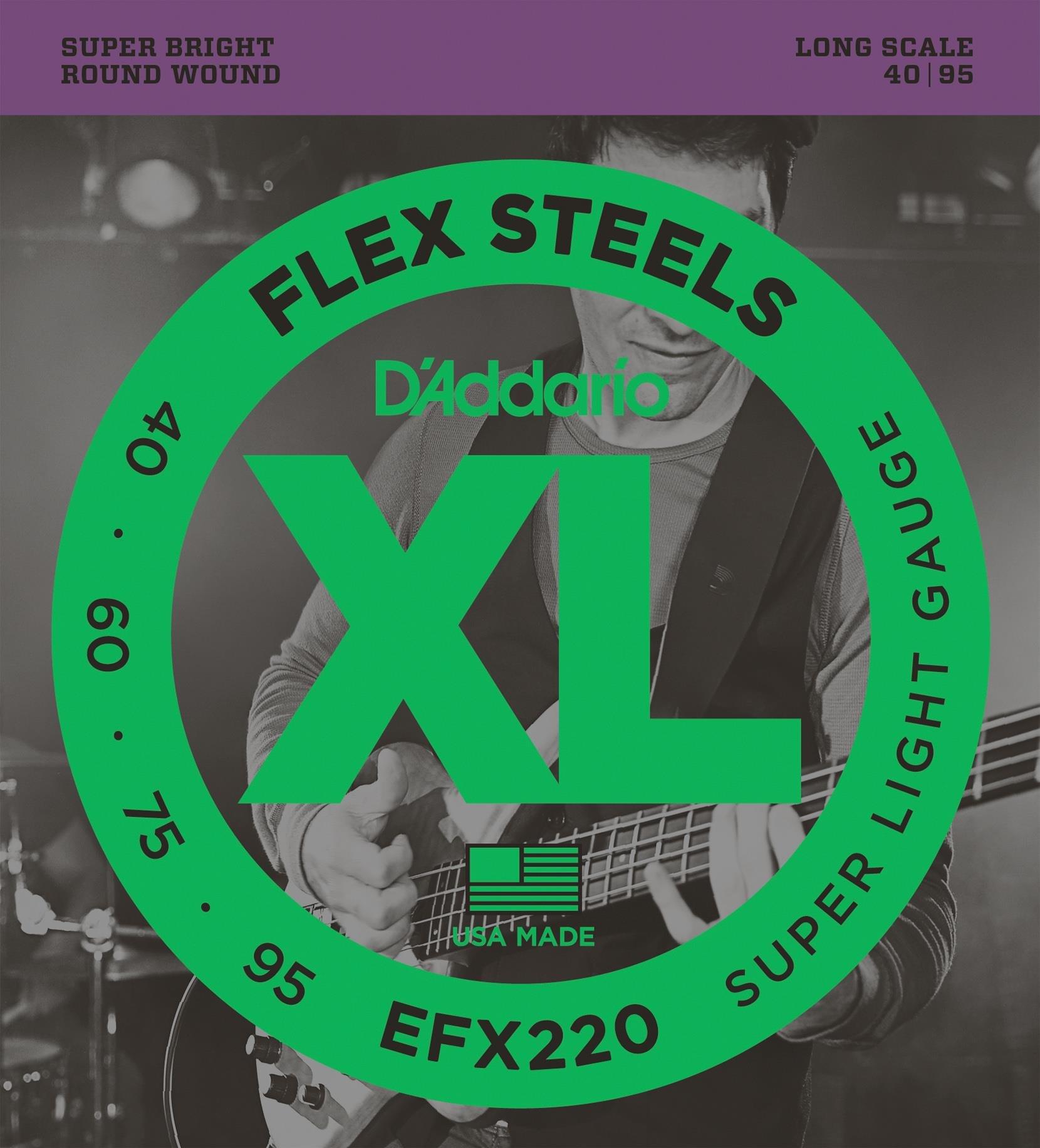 DADDARIO EFX220 BASS GİTAR TEL SETİ, FLEXSTEELS, SUPER LIGHT