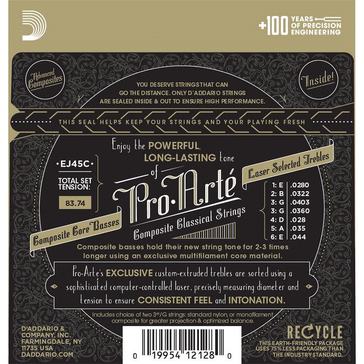 DADDARIO EJ45C PRO-ARTE KLASİK GİTAR TEL SETİ, COMPOSITE CORE, NORMAL TENSION