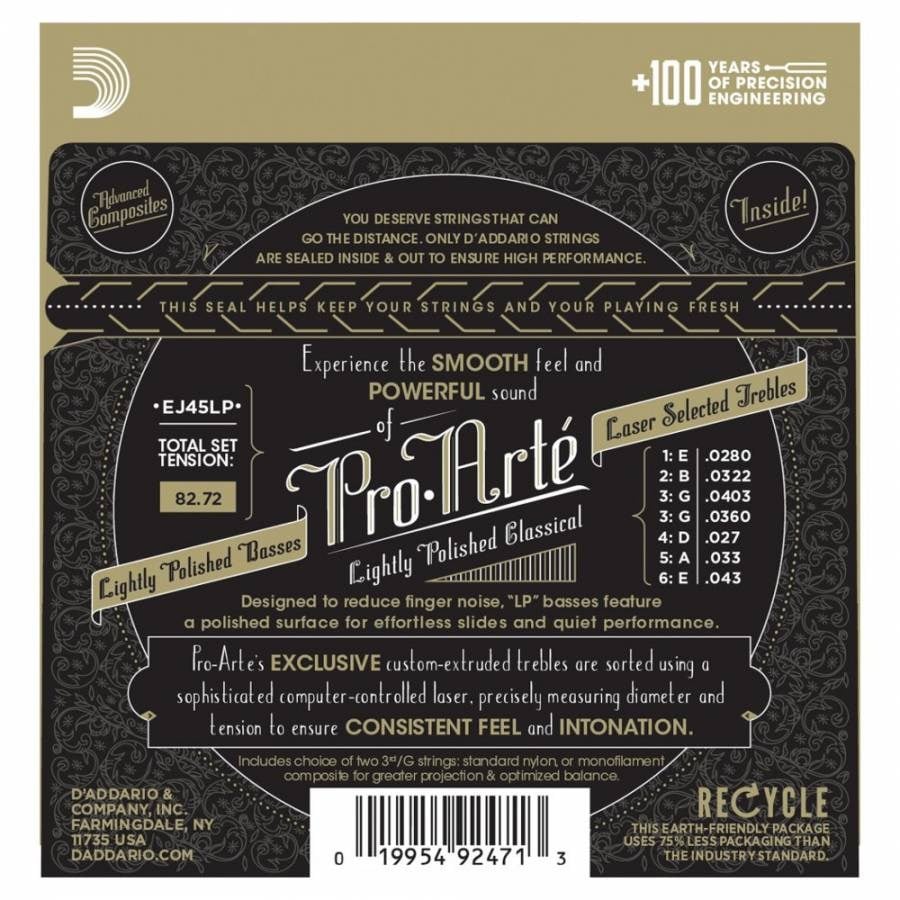 DADDARIO EJ45LP PRO-ARTE KLASİK GİTAR TEL SETİ, LIGHTLY POLISHED