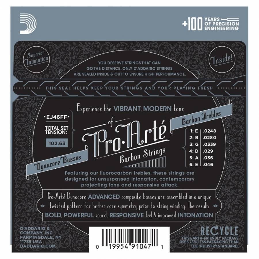 DADDARIO EJ46FF PRO-ARTE KLASİK GİTAR TEL SETİ, CARBON, HARD TENSION