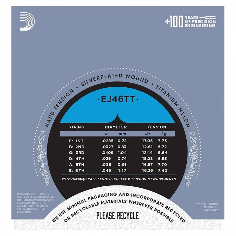 DADDARIO EJ46FF PRO-ARTE KLASİK GİTAR TEL SETİ, CARBON, HARD TENSION