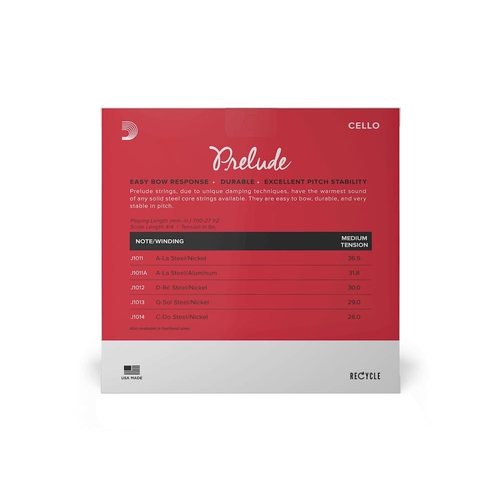 DADDARIO J101044M-B10 CELLO TEL SETİ, PRELUDE, 10 SETLİK PAKET, 4/4