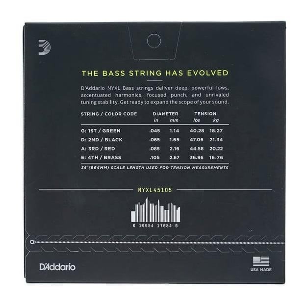 DADDARIO NYXL45105 BASS GİTAR TEL SETİ, NYXL SERİSİ, LONG SCALE, 4 TELLİ