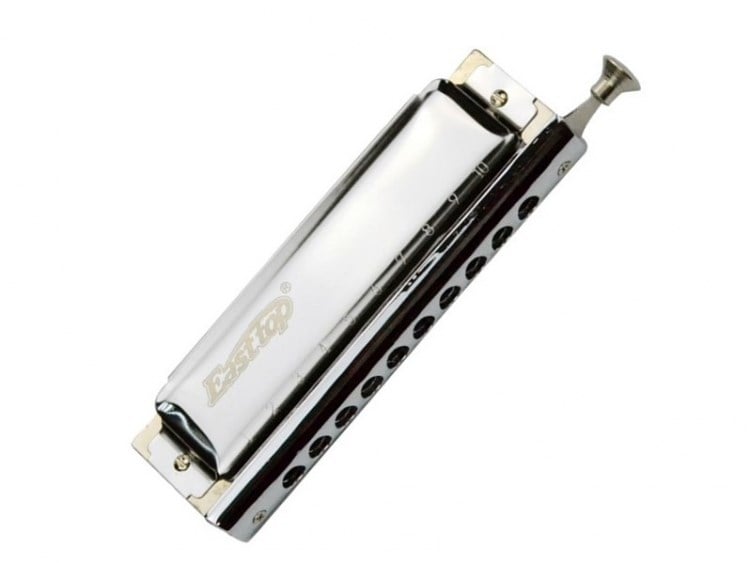 EAST TOP T10-40 Harmonica Bakır Gövde / Kromatik Pompalı / 10 Delikli / Gümüş Renk Mızıka