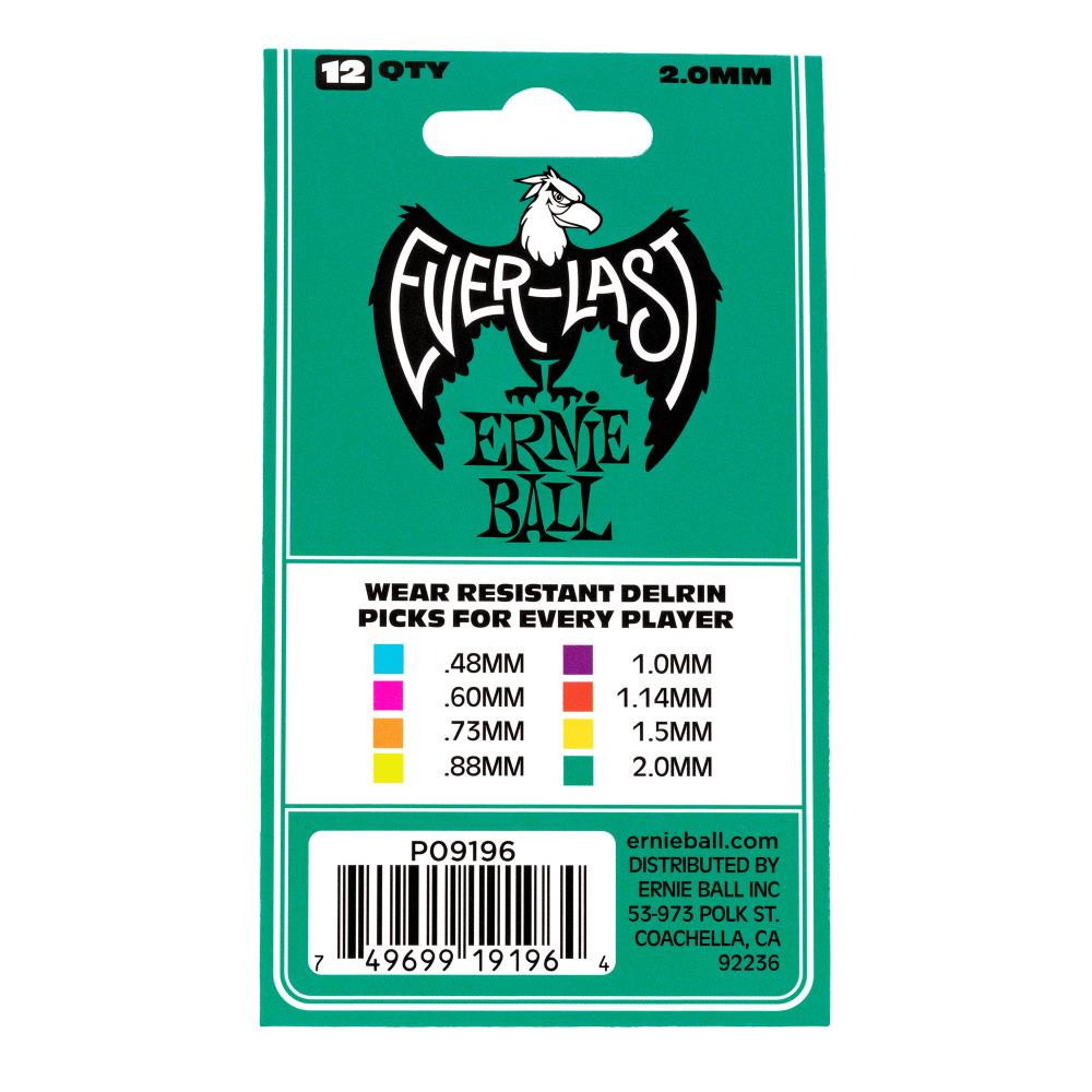 ERNIE BALL P09196 Evarlast  Yeşil/Mavi 2.0 mm 12li Paket Pena