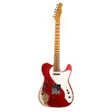 Fender Custom Shop 50s Thinline Telecaster Heavy Relic Akçaağaç Klavye Aged Candy Apple Red Elektro Gitar