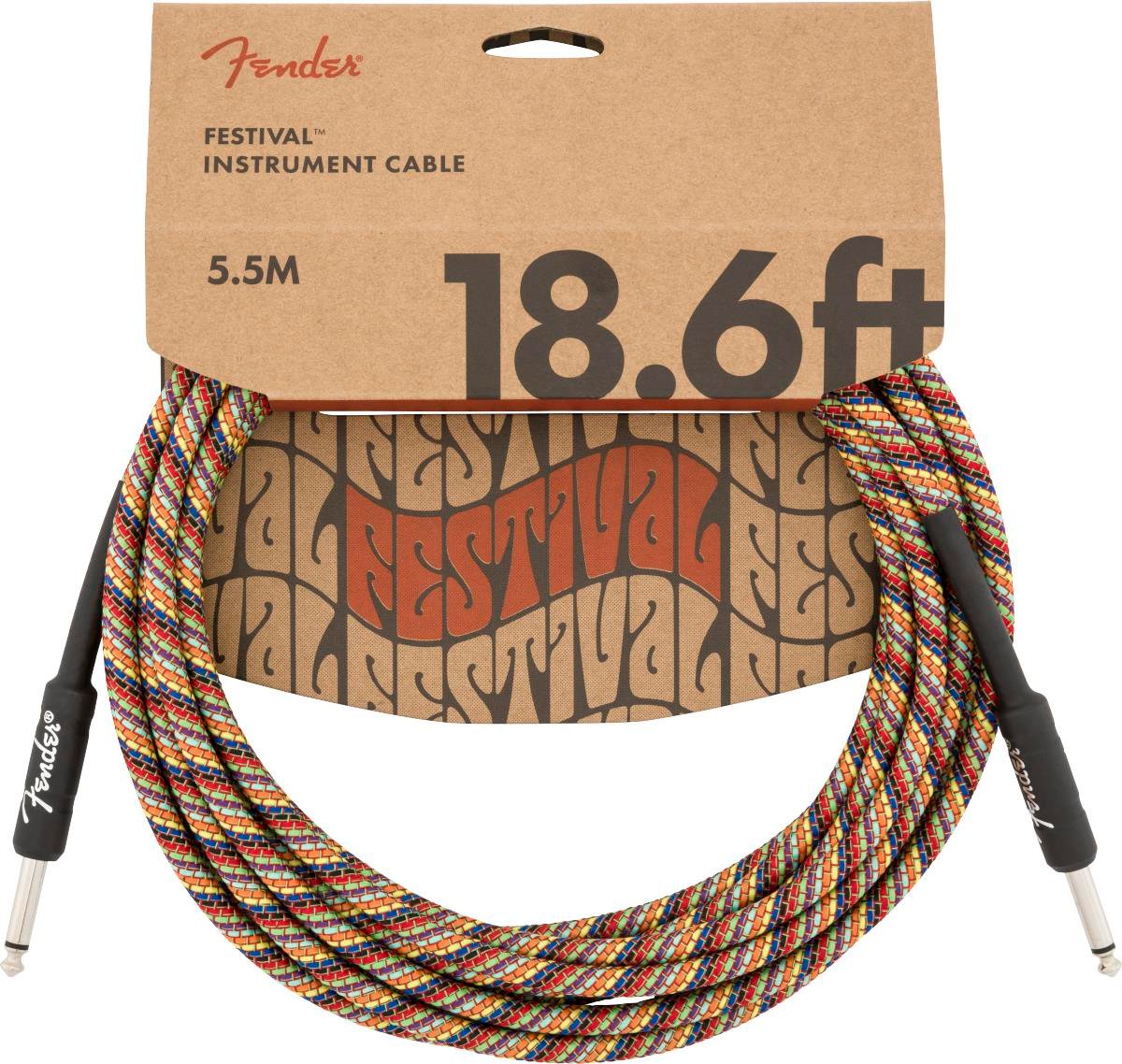 Fender Festival Düz/Düz Uçlu 5m Pure Hemp Rainbow Enstrüman Kablosu