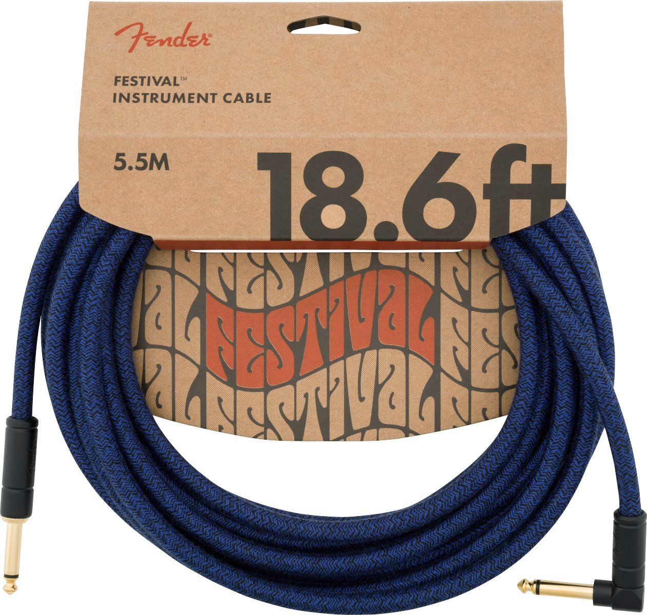 Fender Festival Düz/L Uçlu 5m Pure Hemp Mavi Dream Enstrüman Kablosu