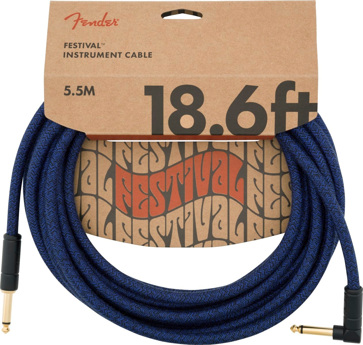 Fender Festival Düz/L Uçlu 5m Pure Hemp Mavi Dream Enstrüman Kablosu