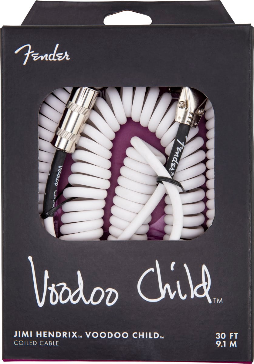Fender Hendrix Voodoo Child Coil Düz/L Uçlu 9m Beyaz Enstrüman Kablosu
