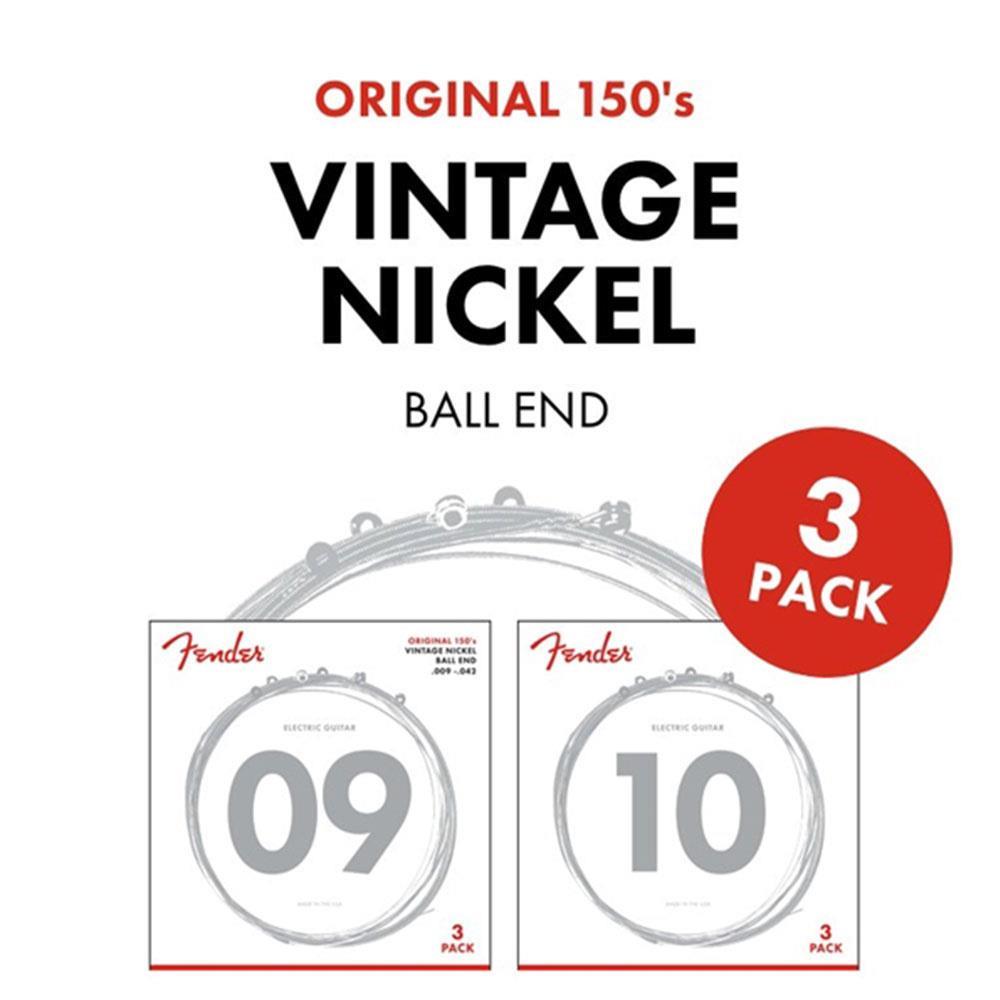 Fender Original 150 Pure Nickel Wound Ball End 150L .009-.042 3lü Paket Elektro Gitar Teli