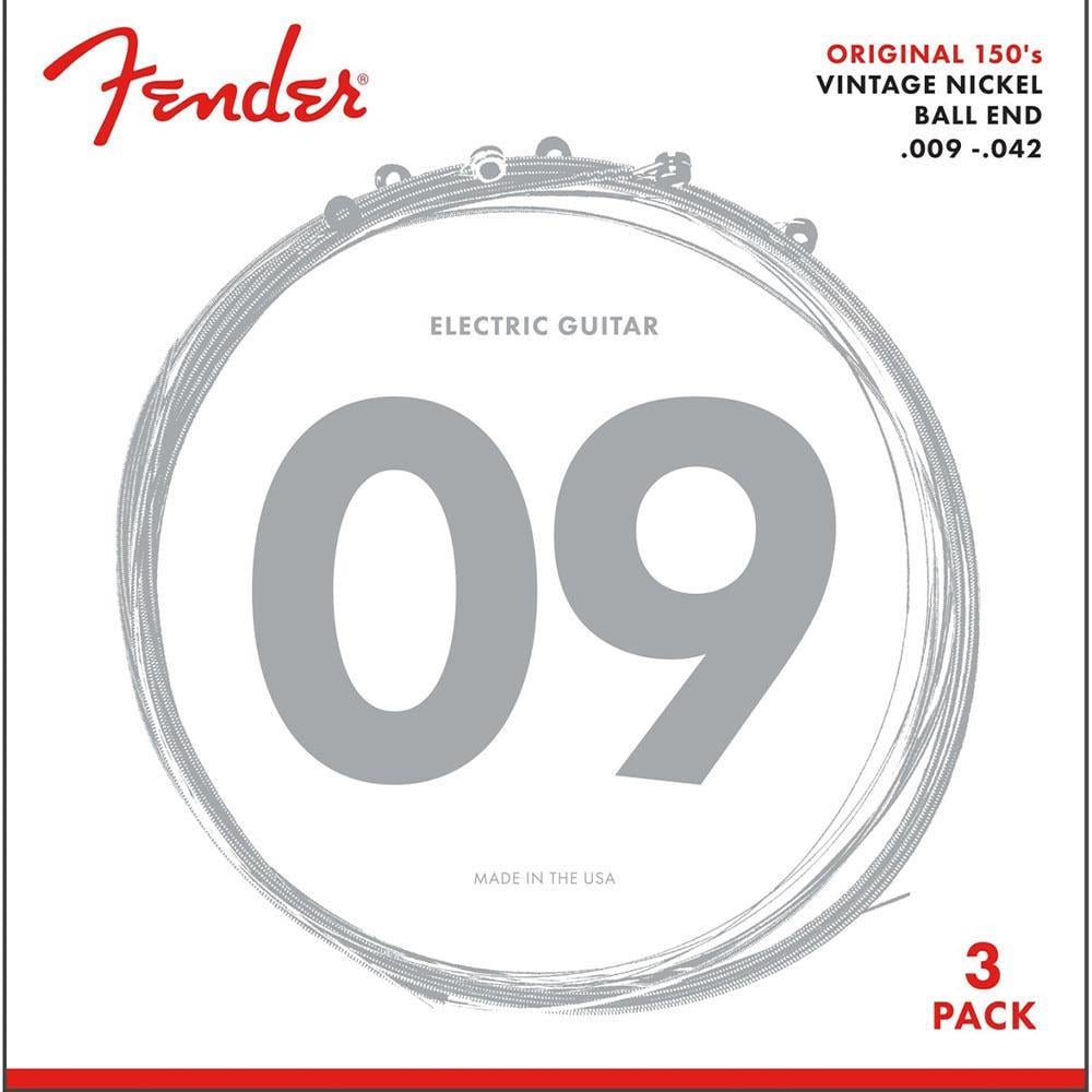 Fender Original 150 Pure Nickel Wound Ball End 150L .009-.042 3lü Paket Elektro Gitar Teli
