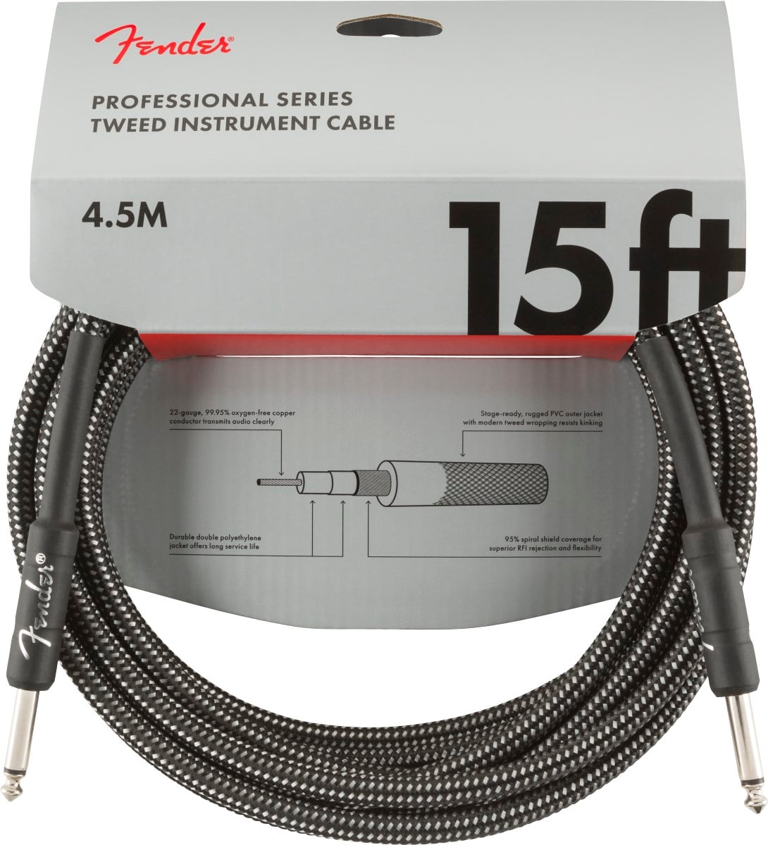 Fender Professional 4m Gri Tweed Enstrüman Kablosu