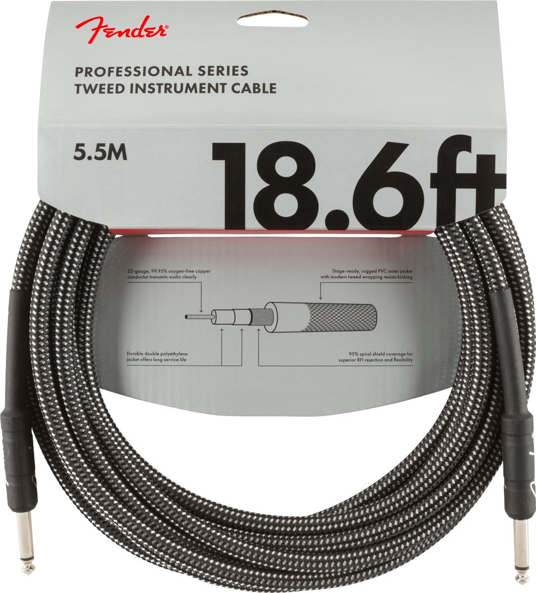 Fender Professional 5m Gri Tweed Enstrüman Kablosu