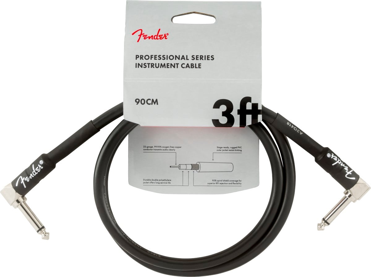 Fender Professional L/L Uçlu 90cm Siyah Patch Kablosu