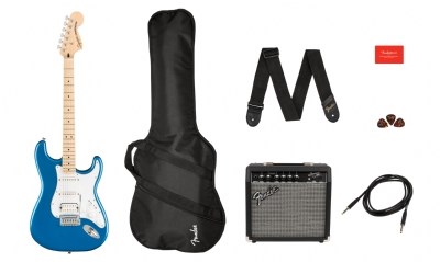 Squier Affinity Stratocaster HSS Akçaağaç Klavye Lake Placid Blue 15G Elektro Gitar Seti