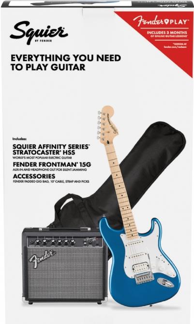 Squier Affinity Stratocaster HSS Akçaağaç Klavye Lake Placid Blue 15G Elektro Gitar Seti
