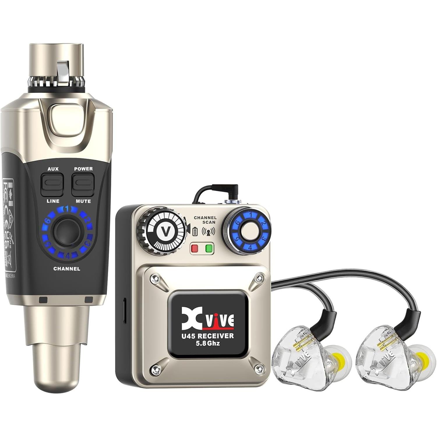 Xvive XV-U45T9 Kablosuz In-Ear Monitör Sistemi + Monitör Kulaklık içerikli Set