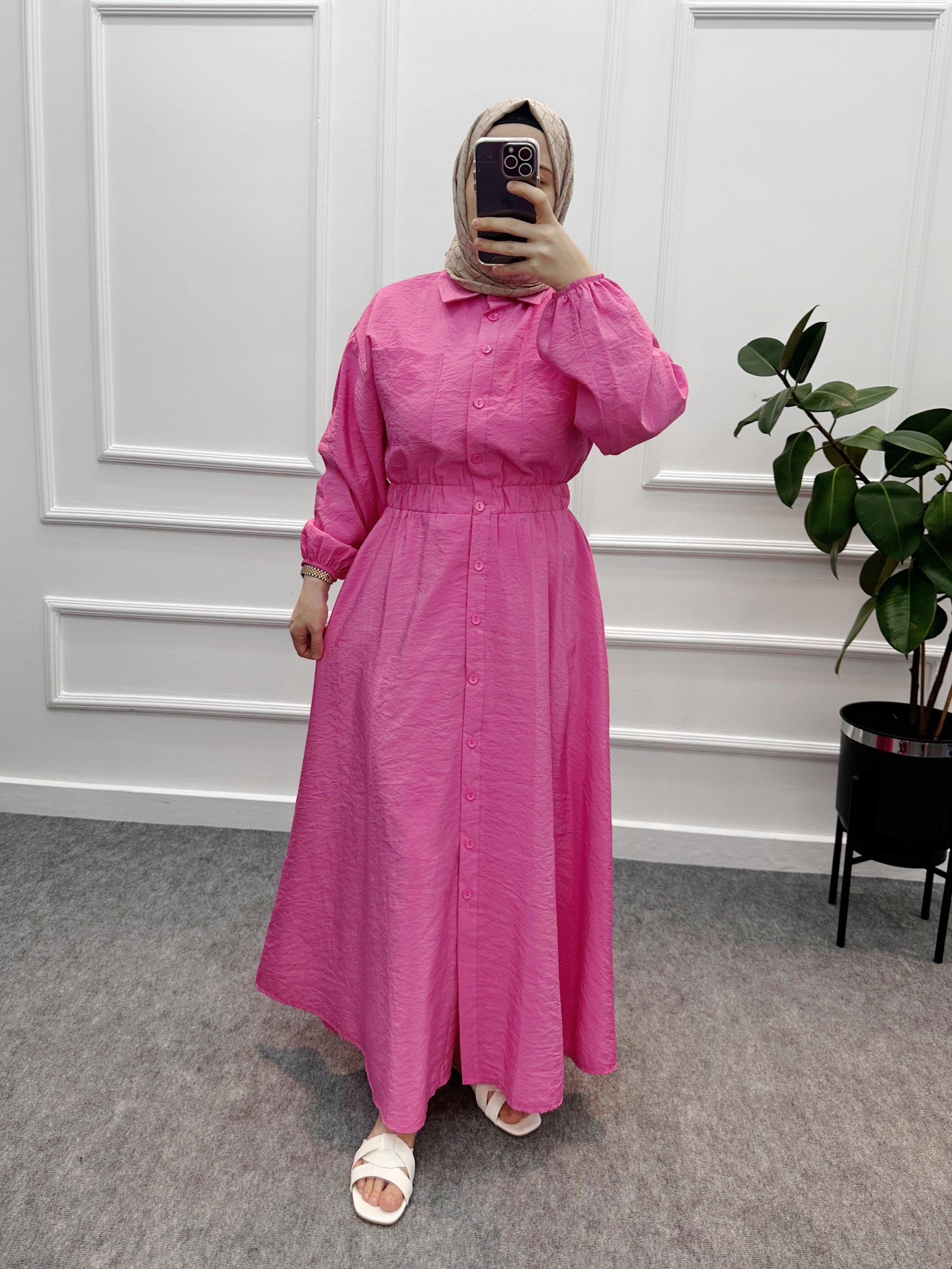 Cupra Kumaş Elbise Pembe