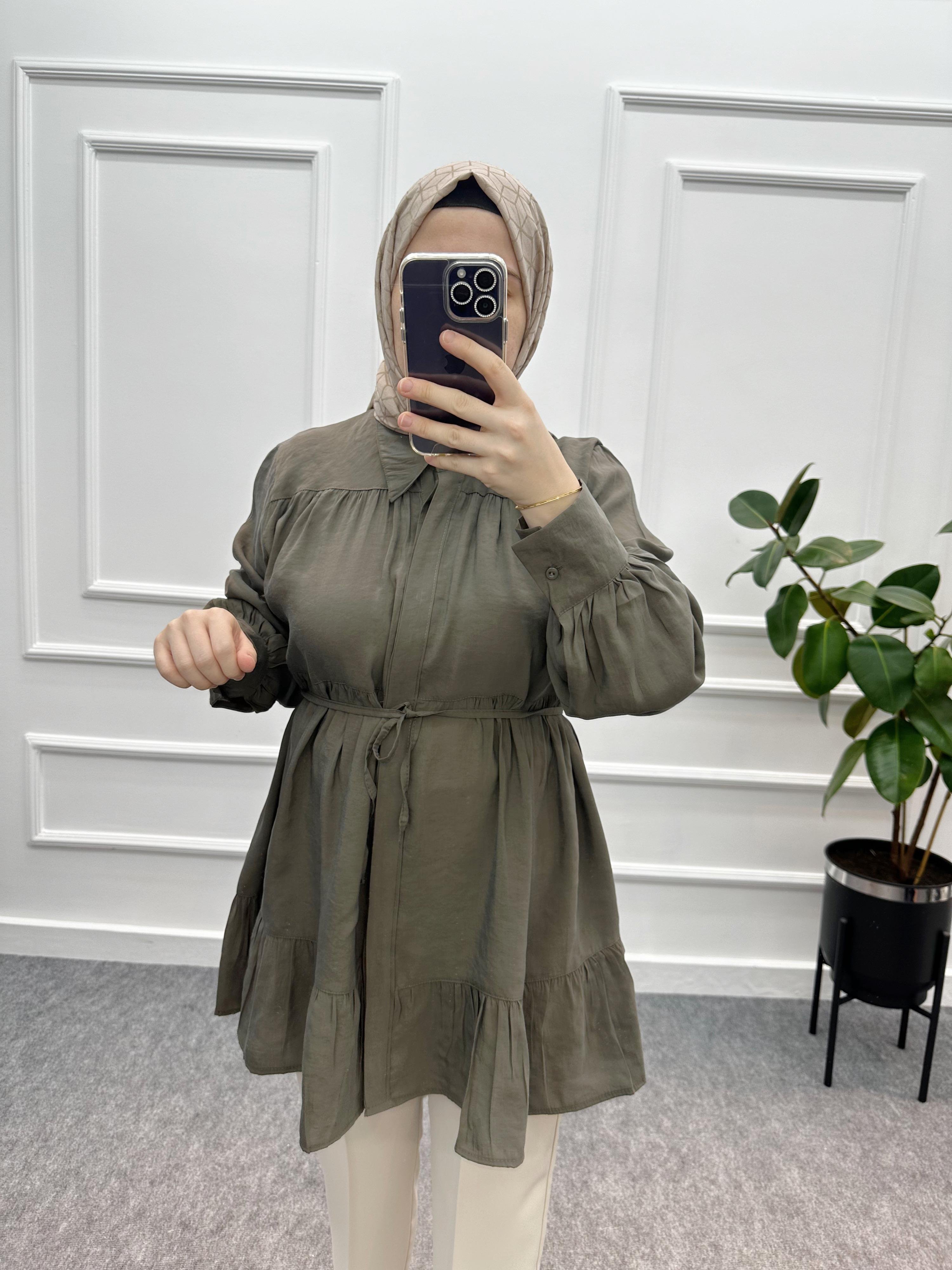 Fırfır Detaylı Tunik Yeşil