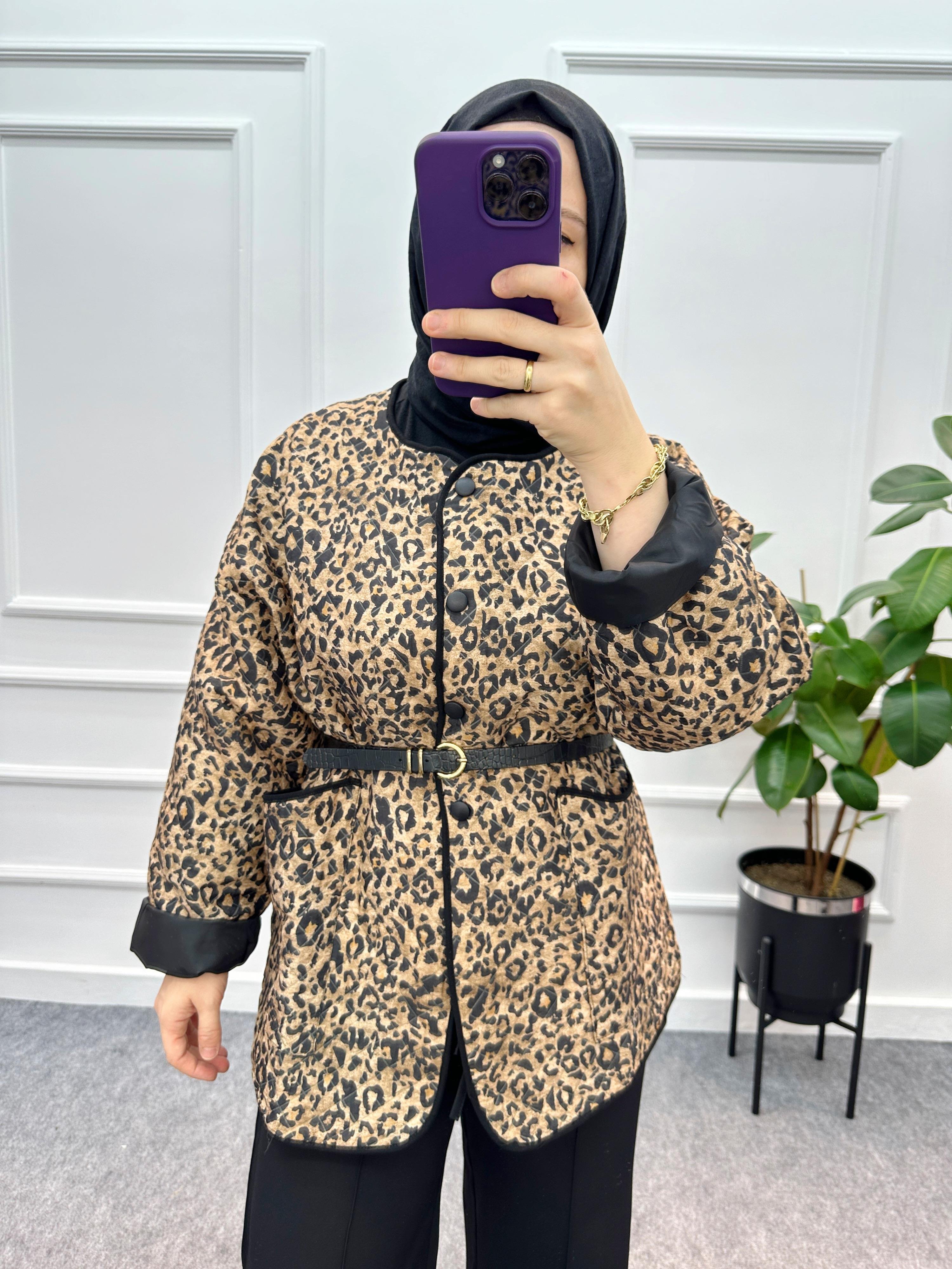 Leopar Kapitone Ceket