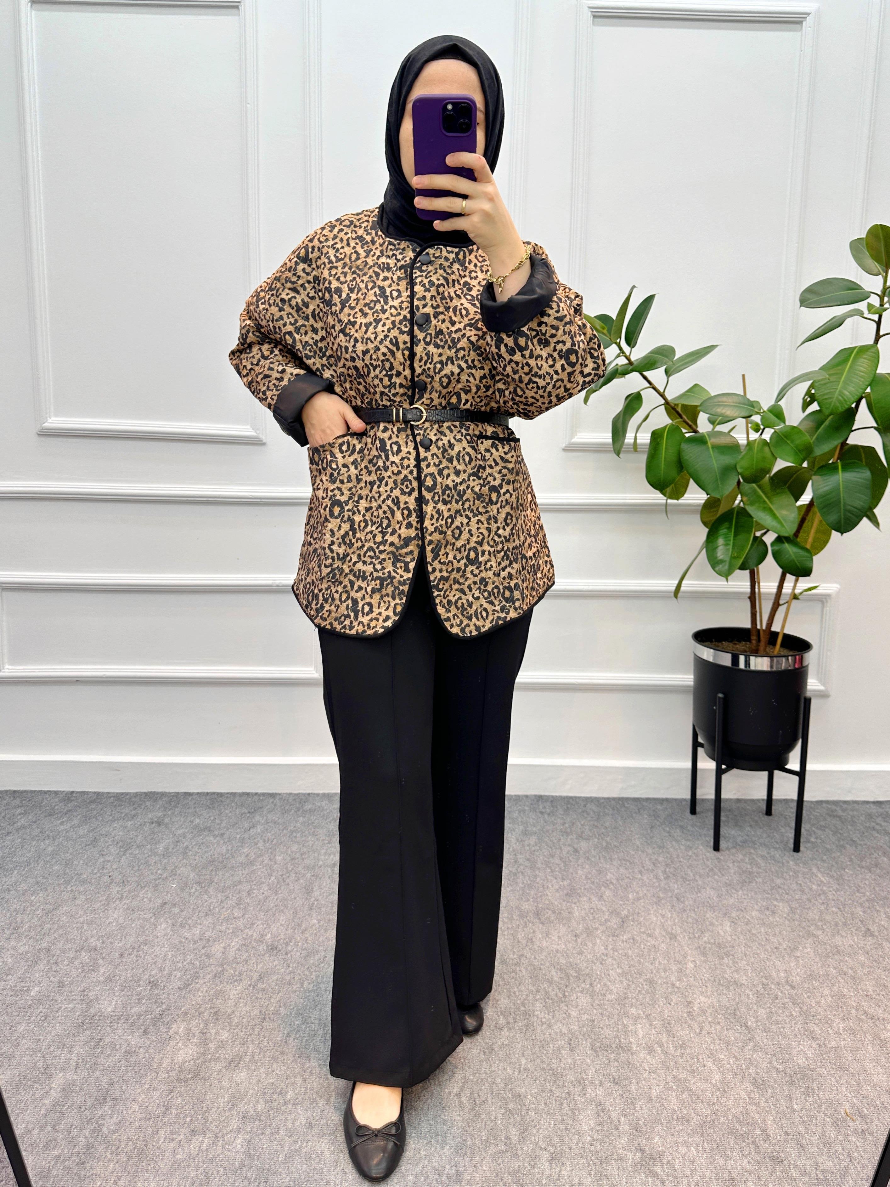 Leopar Kapitone Ceket
