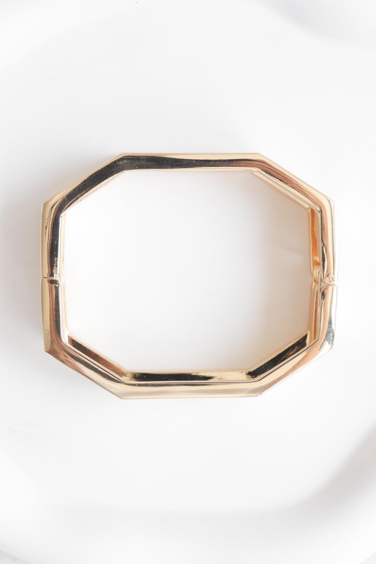 Geometrik Gold Çelik Bileklik