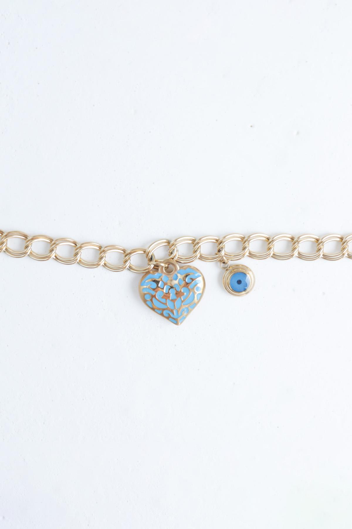 İkili Charm Detaylı Gold Çelik Bileklik