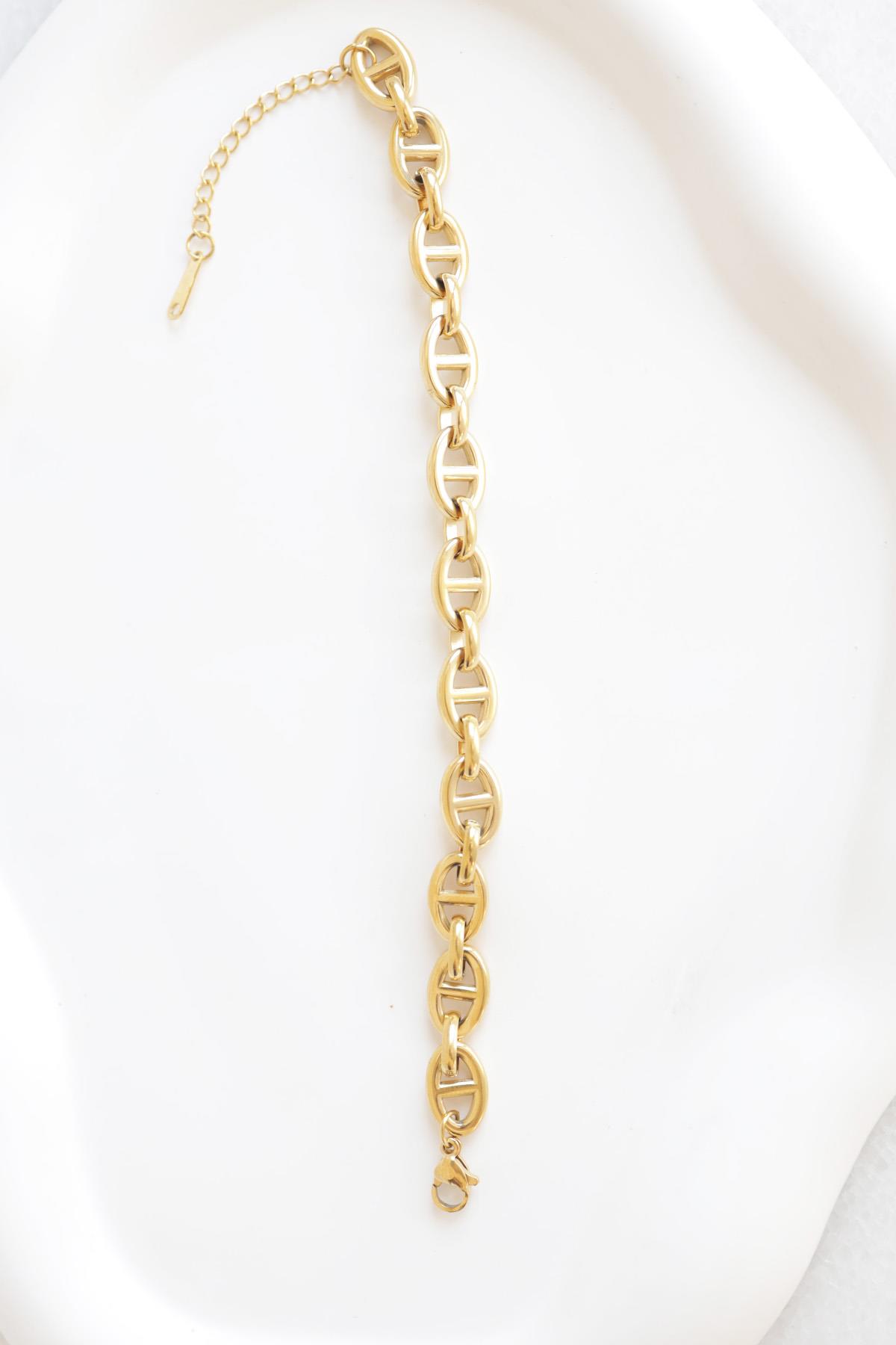Oval Zincir Gold Bileklik