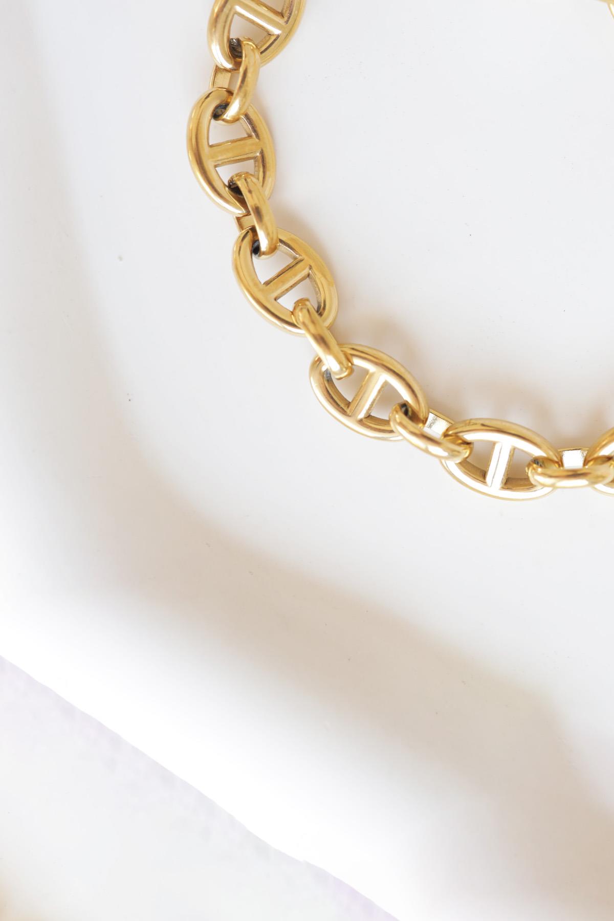 Oval Zincir Gold Bileklik