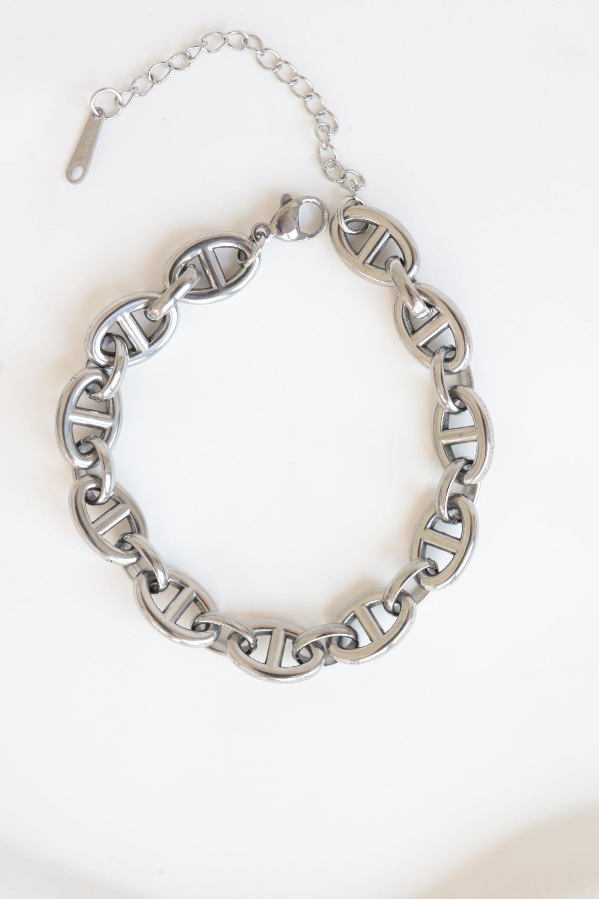 Oval Zincir Silver Bileklik