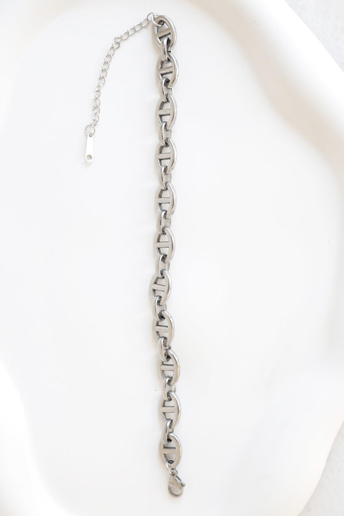 Oval Zincir Silver Bileklik