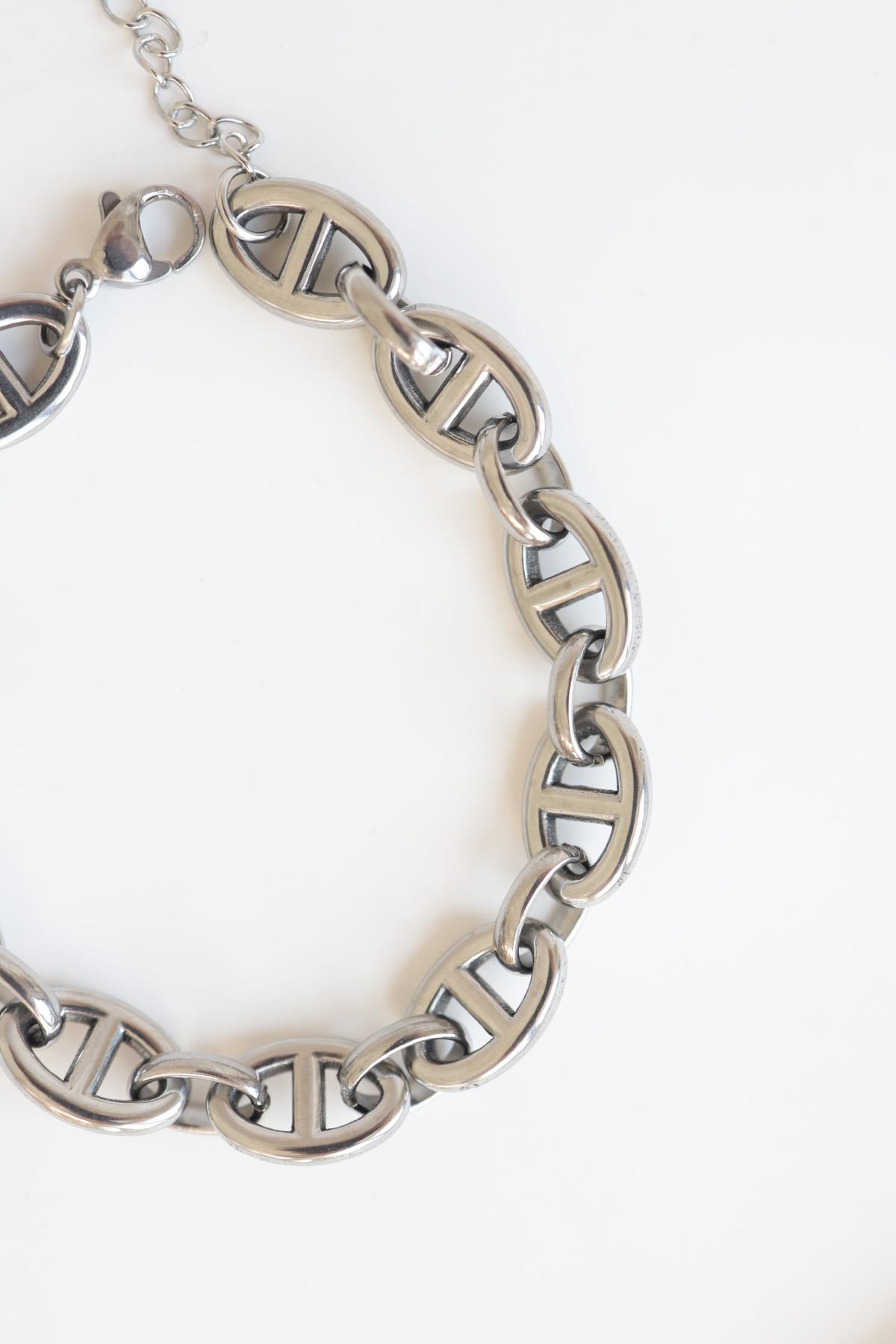 Oval Zincir Silver Bileklik