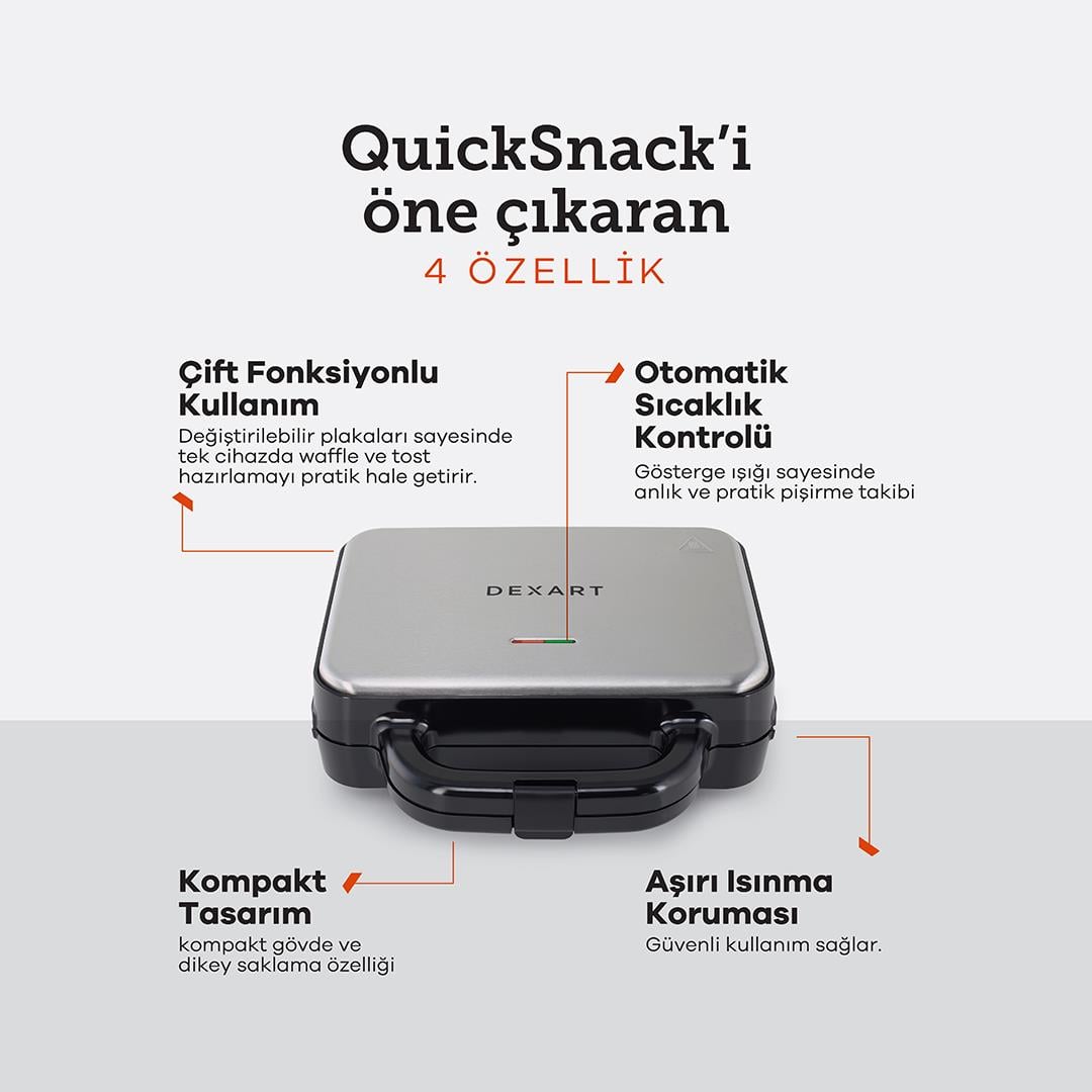 Dexart QuickSnack Waffle ve Tost Makinesi K-803