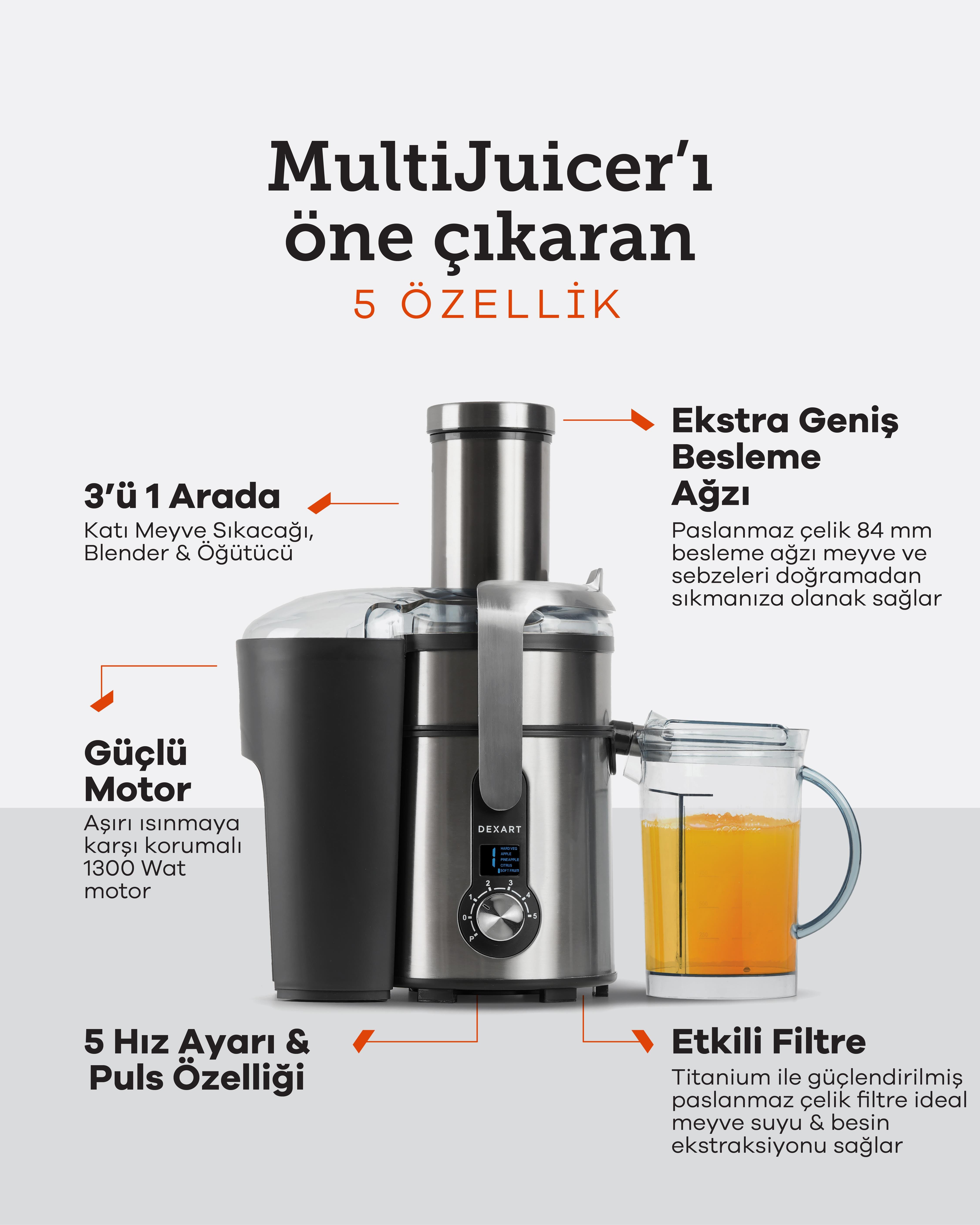 MultiJuicer Whole Fruit&Vegetable  Katı Meyve Sıkacağı