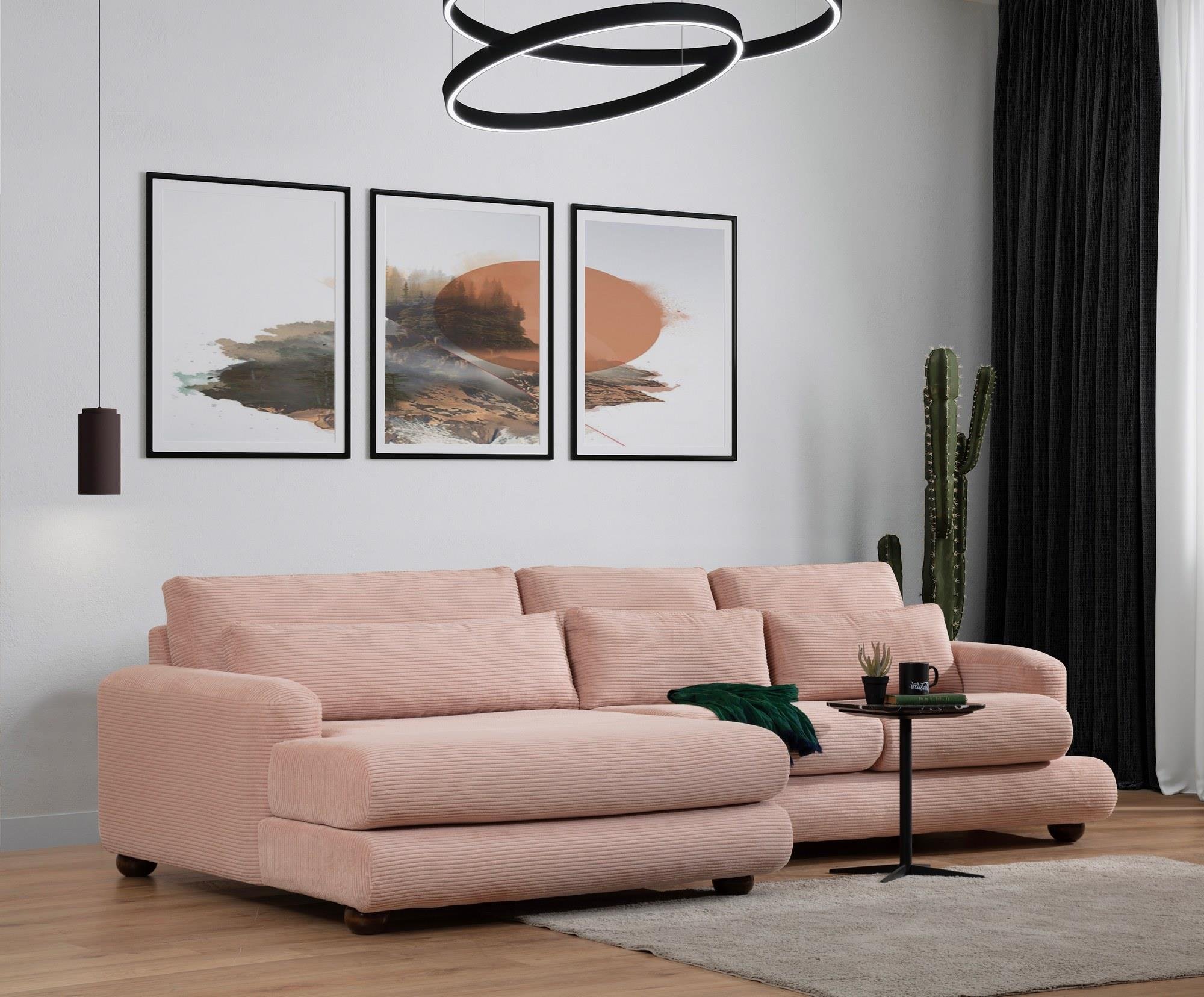 River Pembe Köşe Koltuk