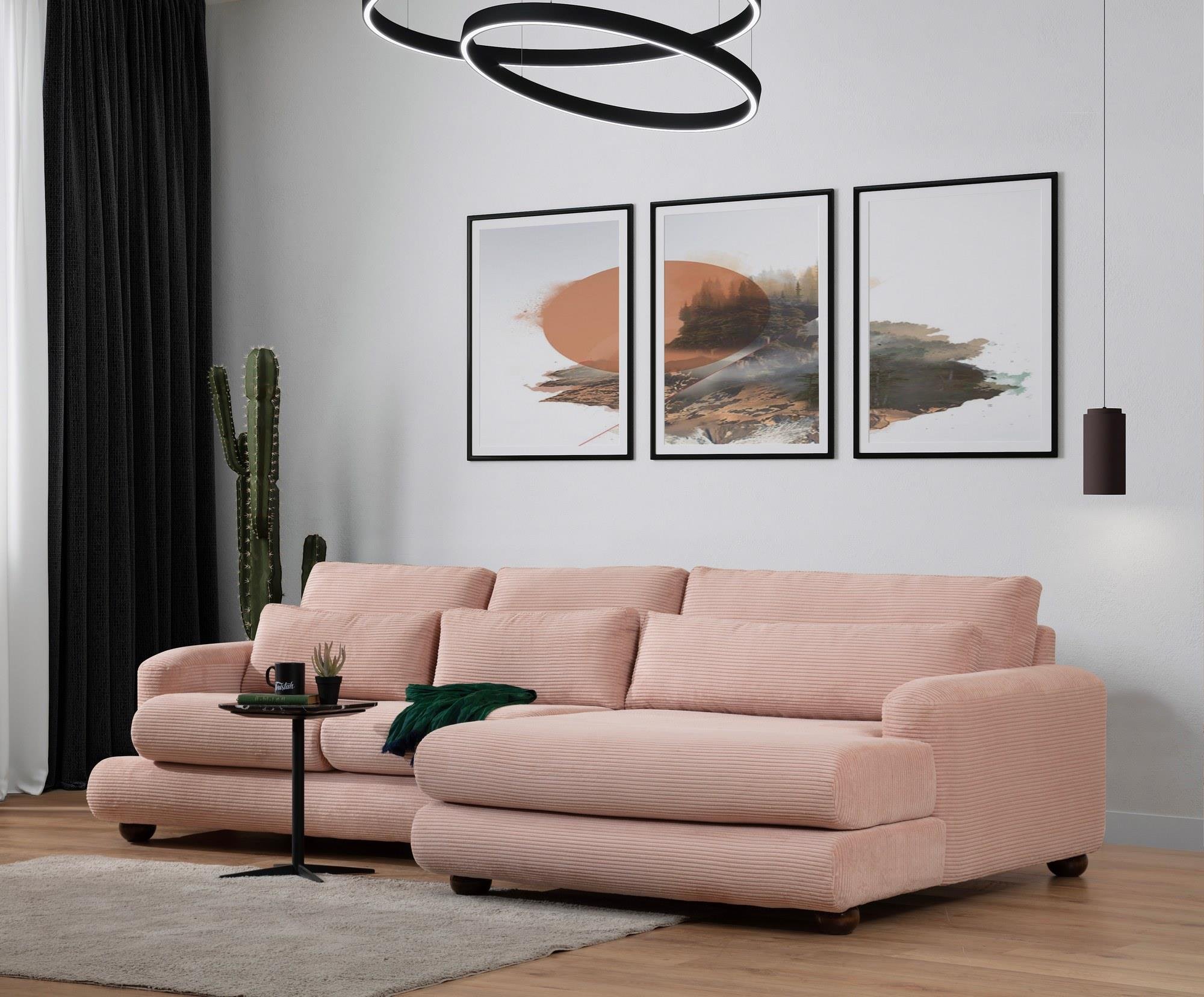 River Pembe Köşe Koltuk