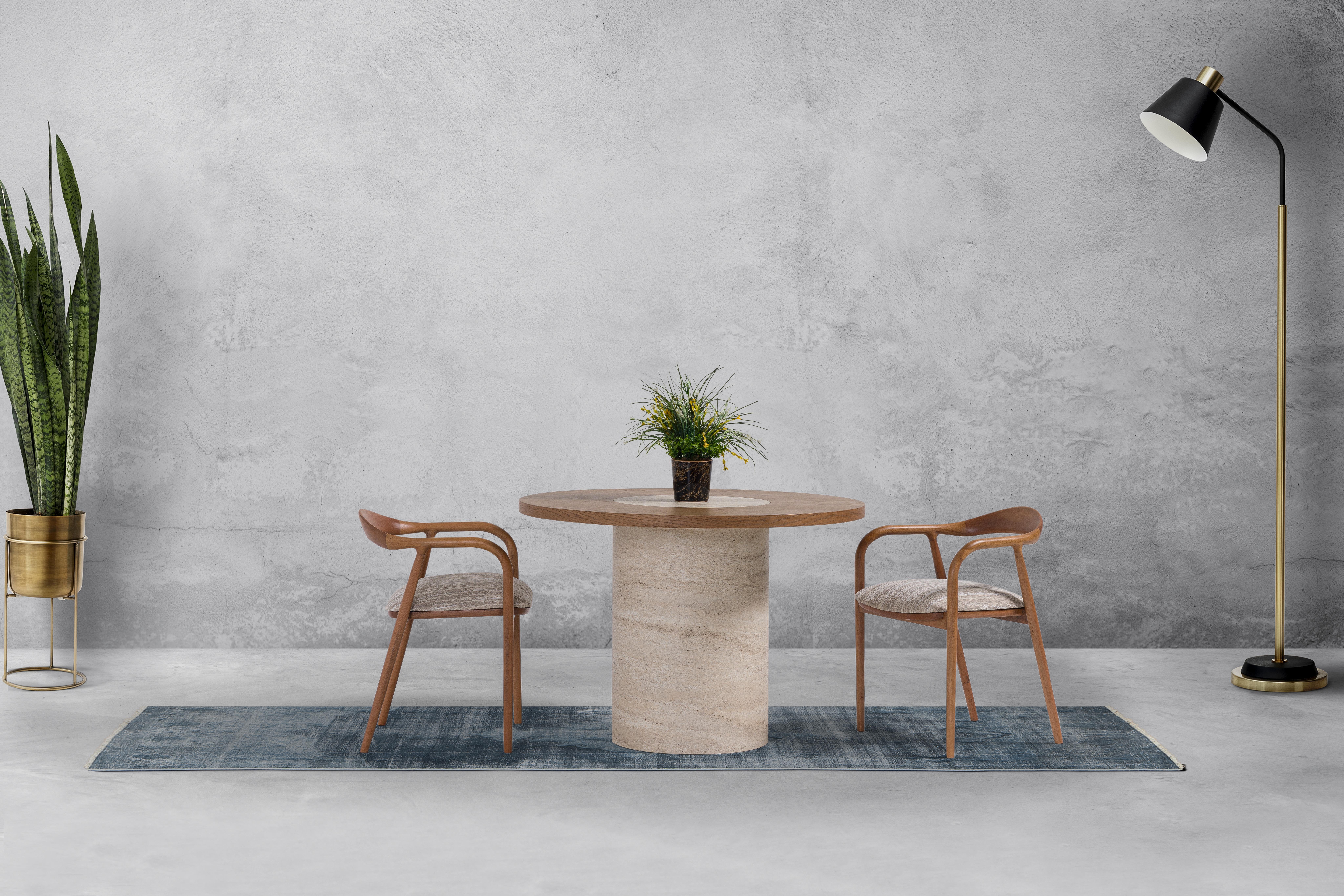 Traverten Meşe Masa 