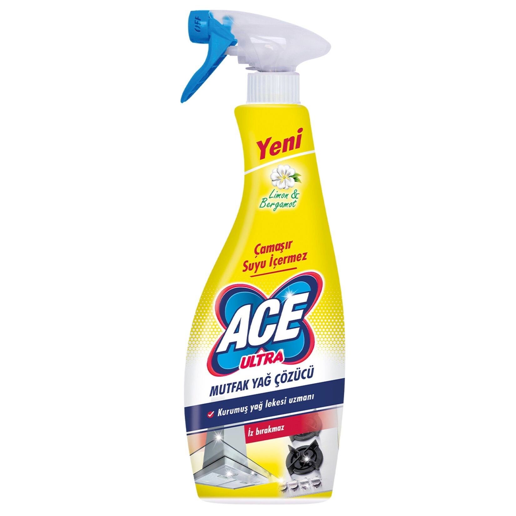 Ace Çamaşır Susuz Yağ Çözücü Sprey Mutfak 700Ml