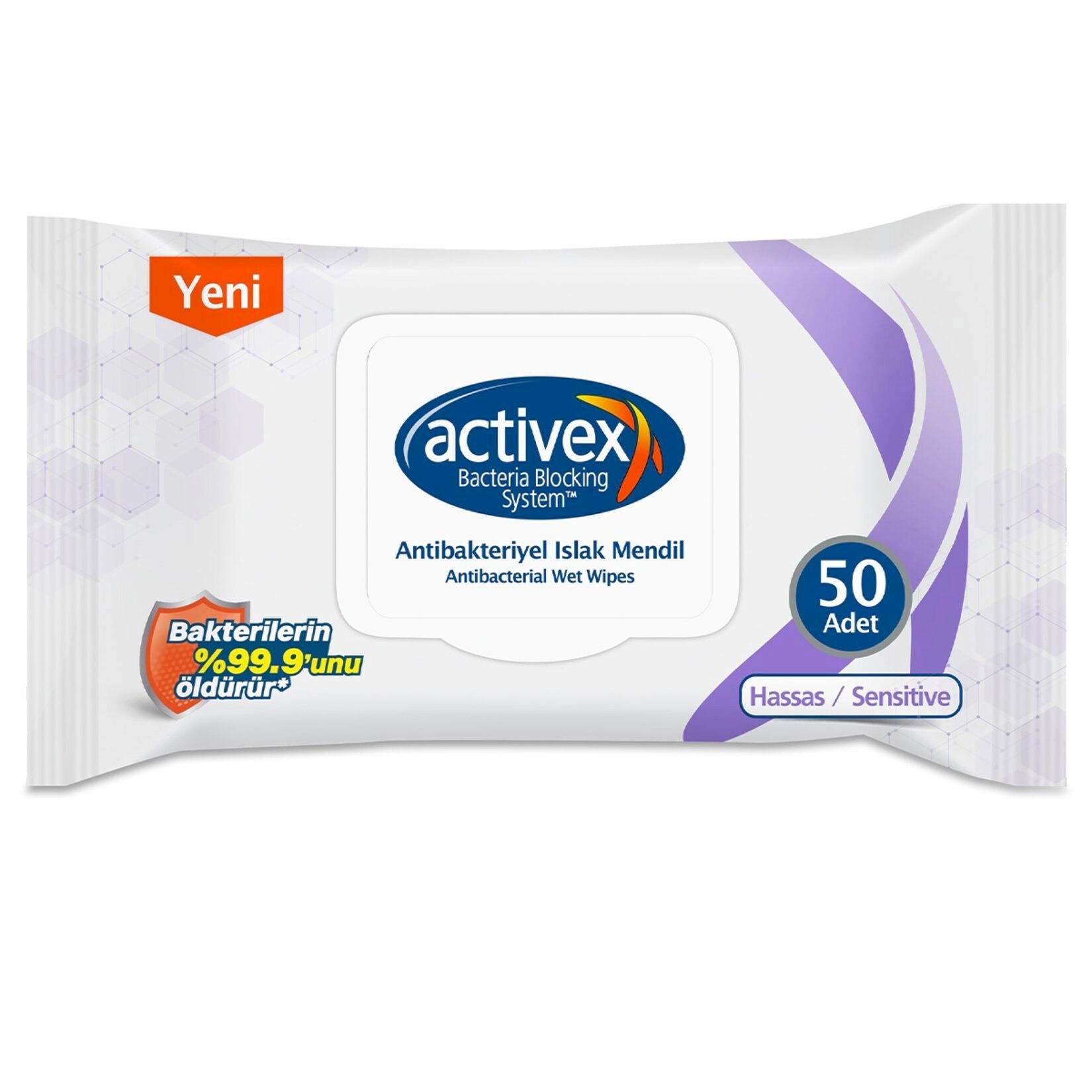 Activex Antibakteriyel Hassas Islak Havlu 50'li