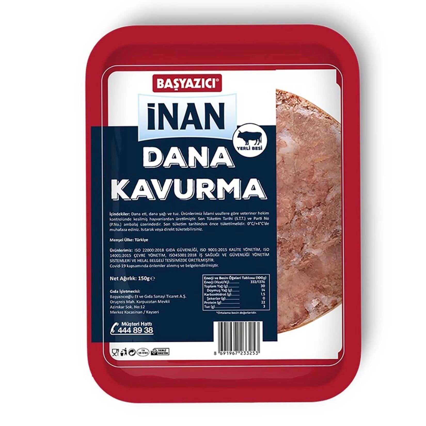 Başyazıcıoğlu İnan Dana Kavurma 150G