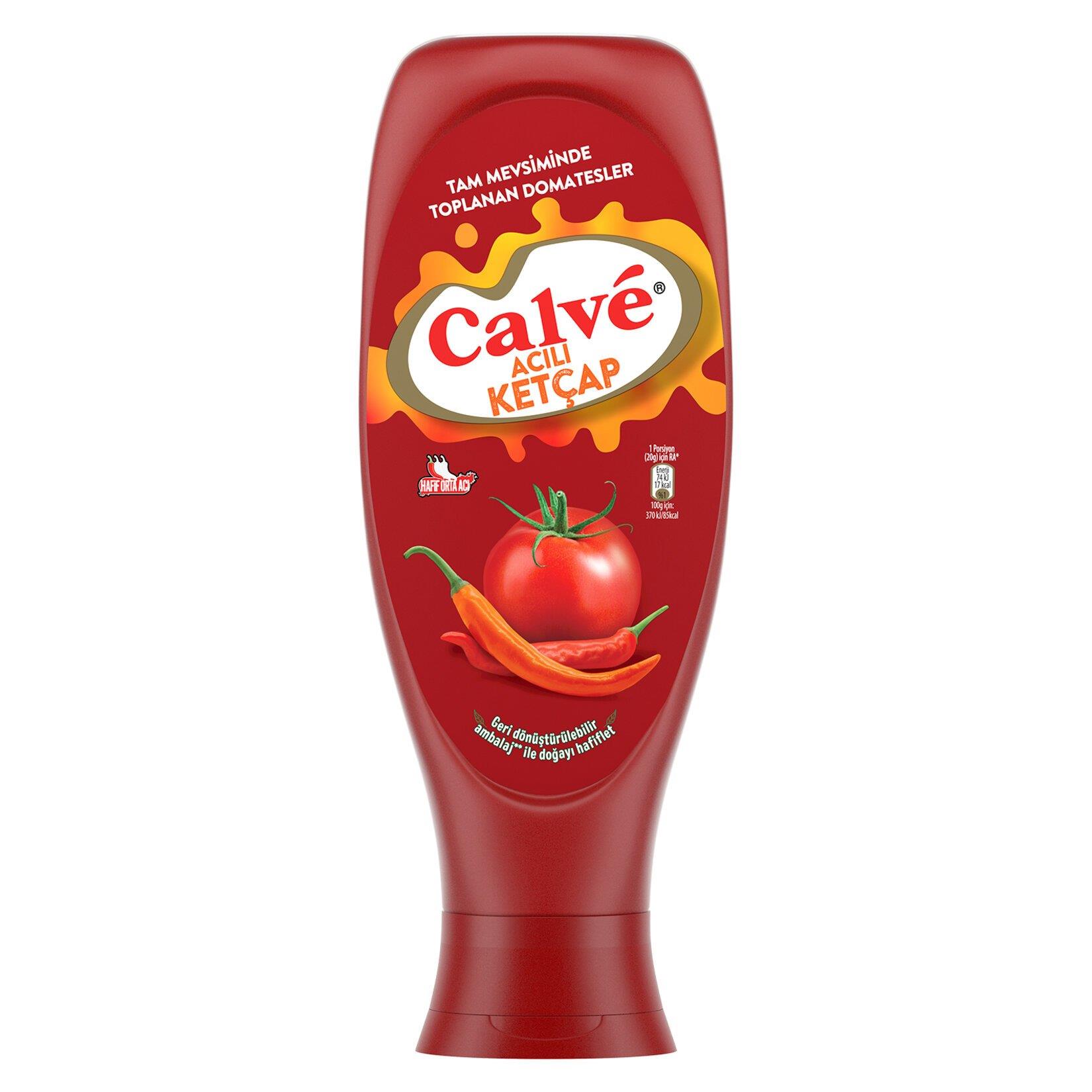 Calve Ketçap Acılı Tam Mevsiminde Toplanan Domatesler Hafif Orta Acı 610 G