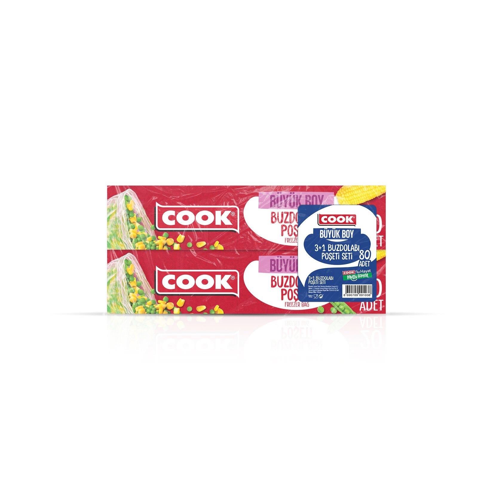 Cook Buzdolabı Poşeti (3+1) Büyük Boy 30x45 cm 80'li