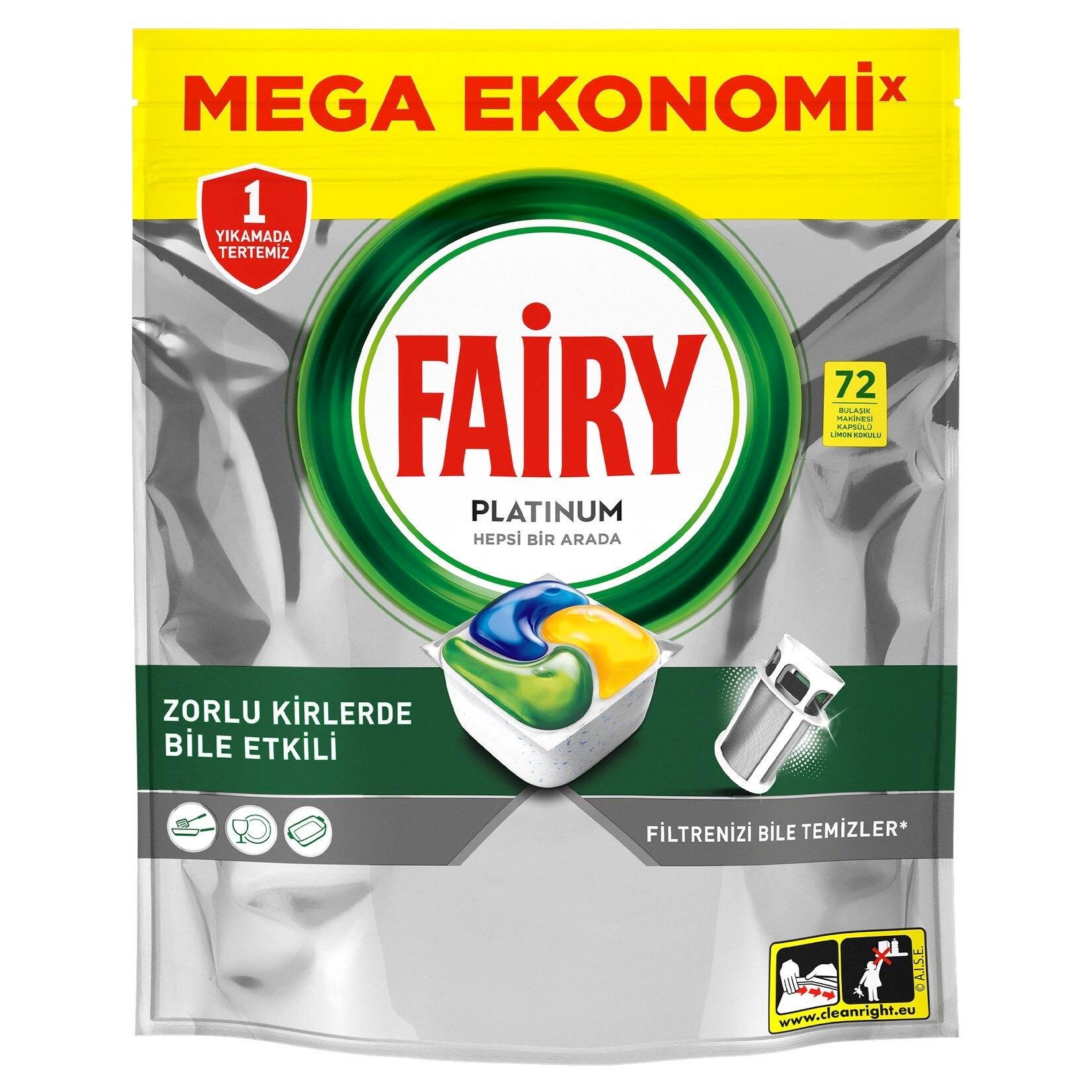 Fairy Platinum 72 Yıkama Bulaşık Makinesi Deterjanı Kapsülü Limon Kokulu