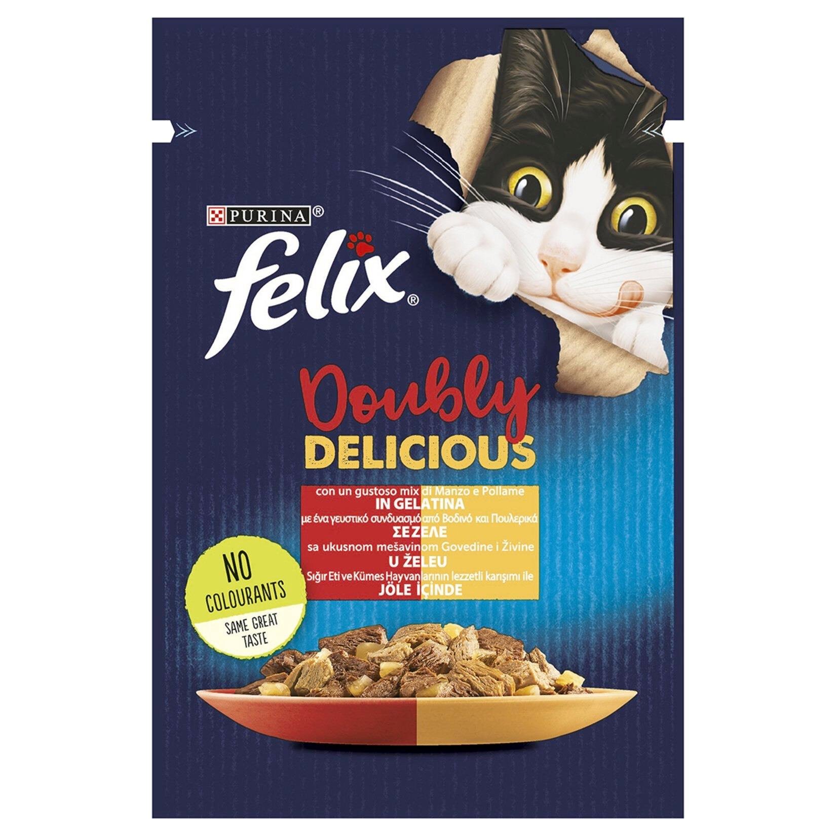 Felix Çifte Lezzet Etli ve Tavuklu Yaş Kedi Maması 85g Pouch