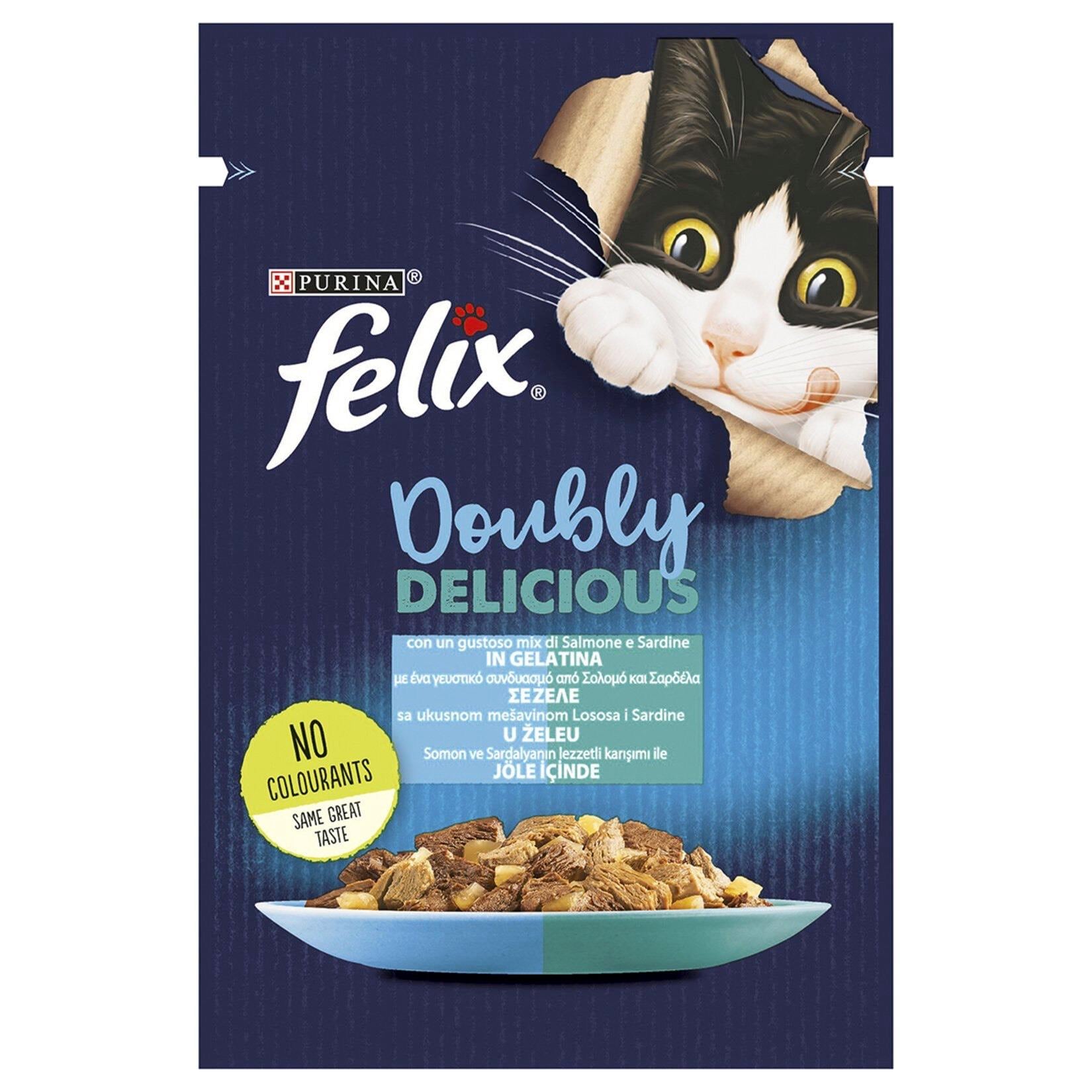 Felix Çifte Lezzet Somon ve Sardalyalı Yaş Kedi Maması 85g Pouch