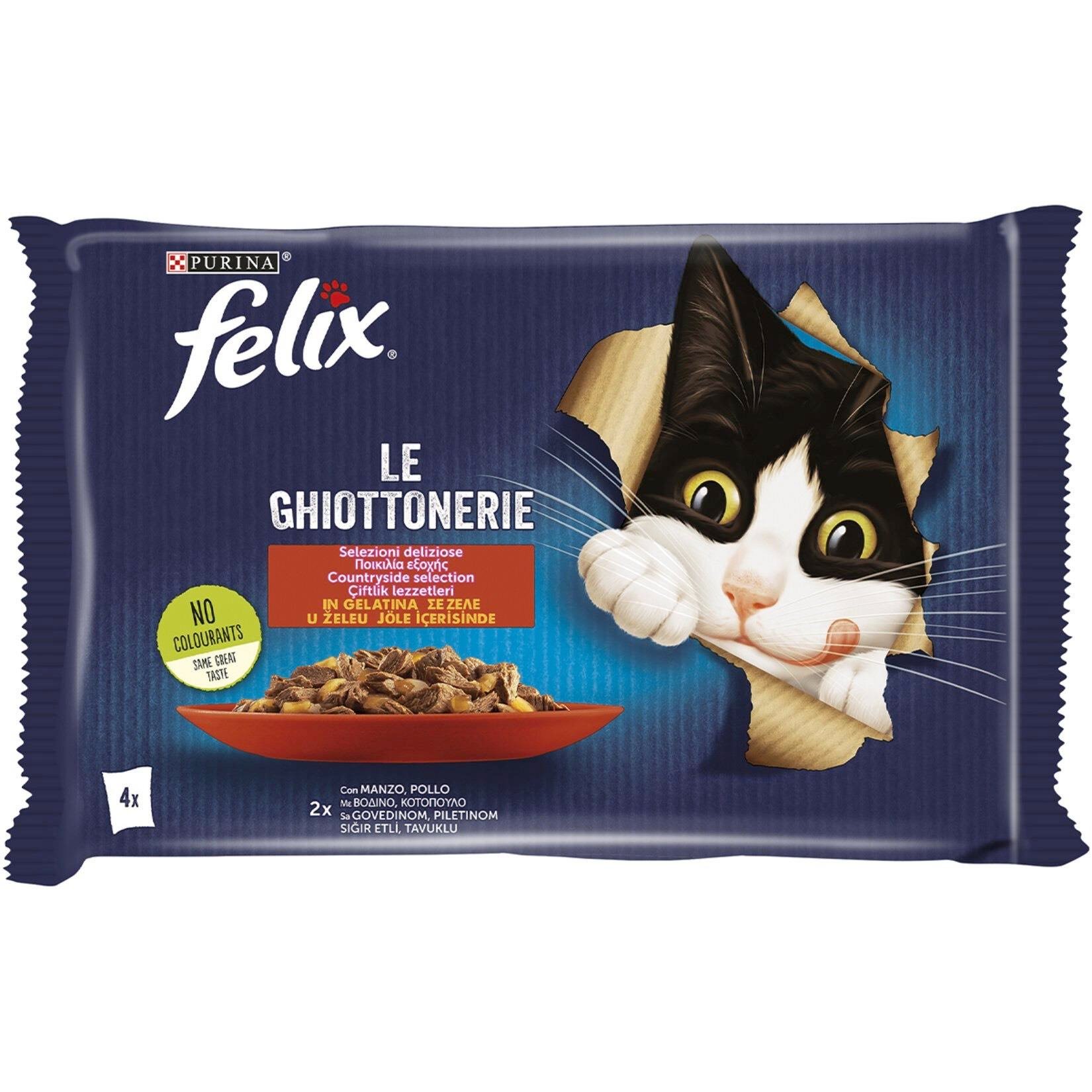 Felix Sığır Etli ve Tavuklu Yaş Kedi Maması 4x85g Pouch