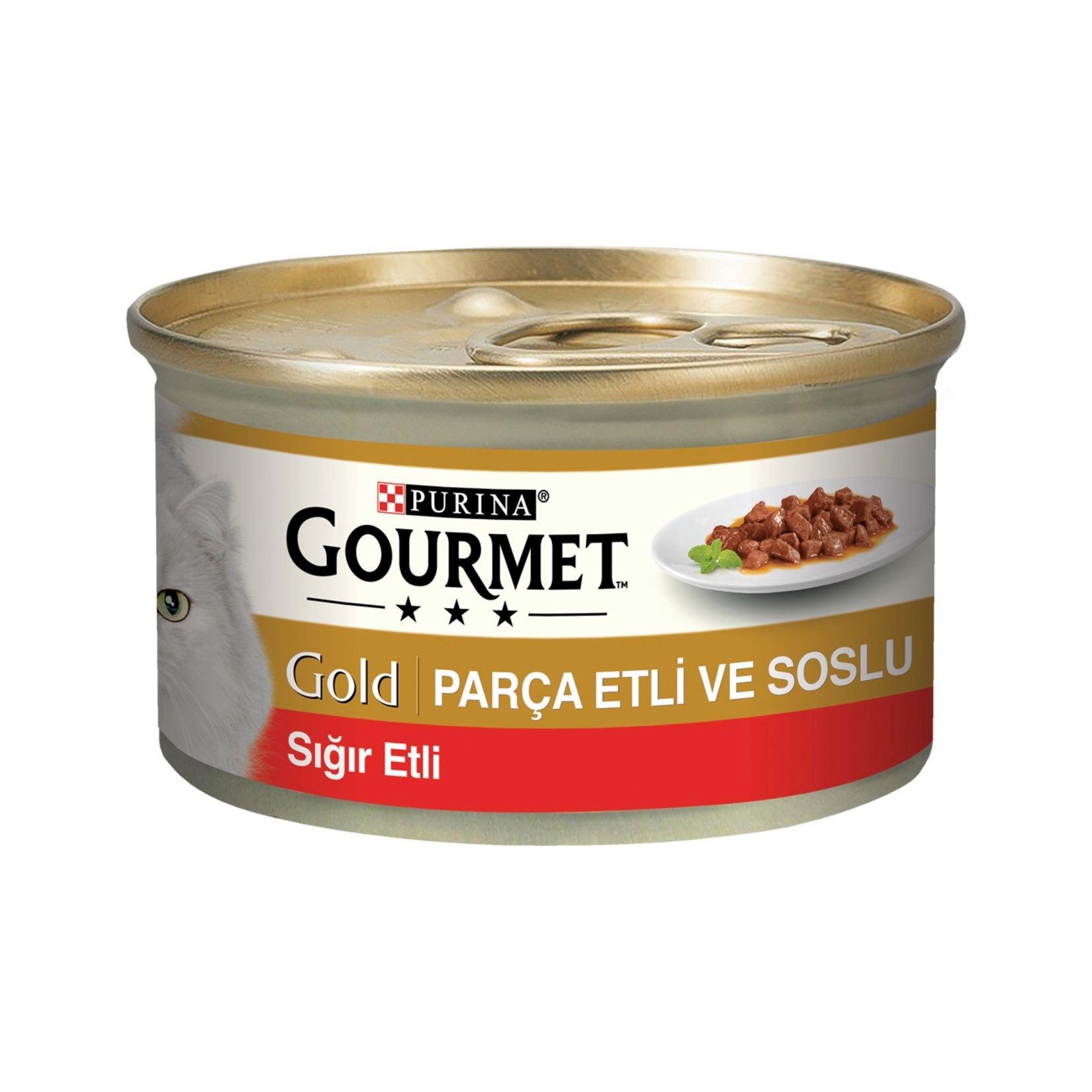 Gourmet Gold Soslu Sığır Etli Yaş Kedi Maması 85g Konserve