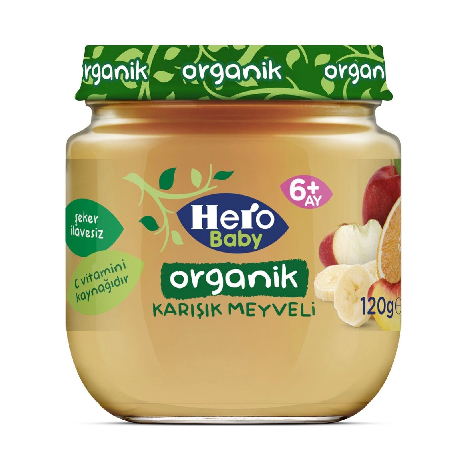 Hero Baby Organik Karışık Meyve Püreli Kavanoz Mama 120 G